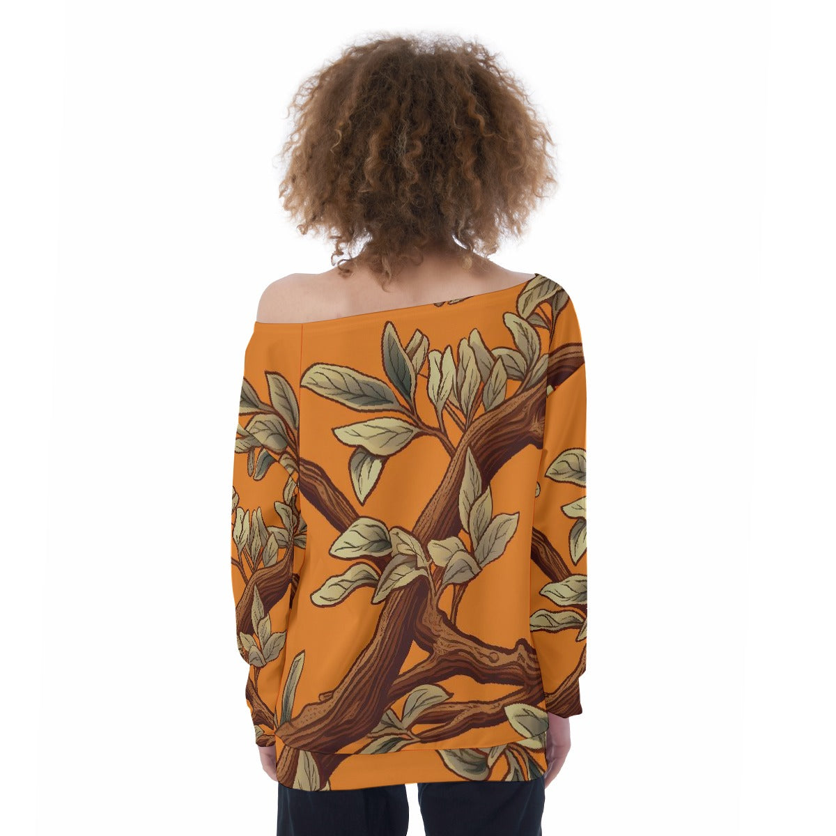 All-Over Print Oversized Women's Off-Shoulder Sweatshirt