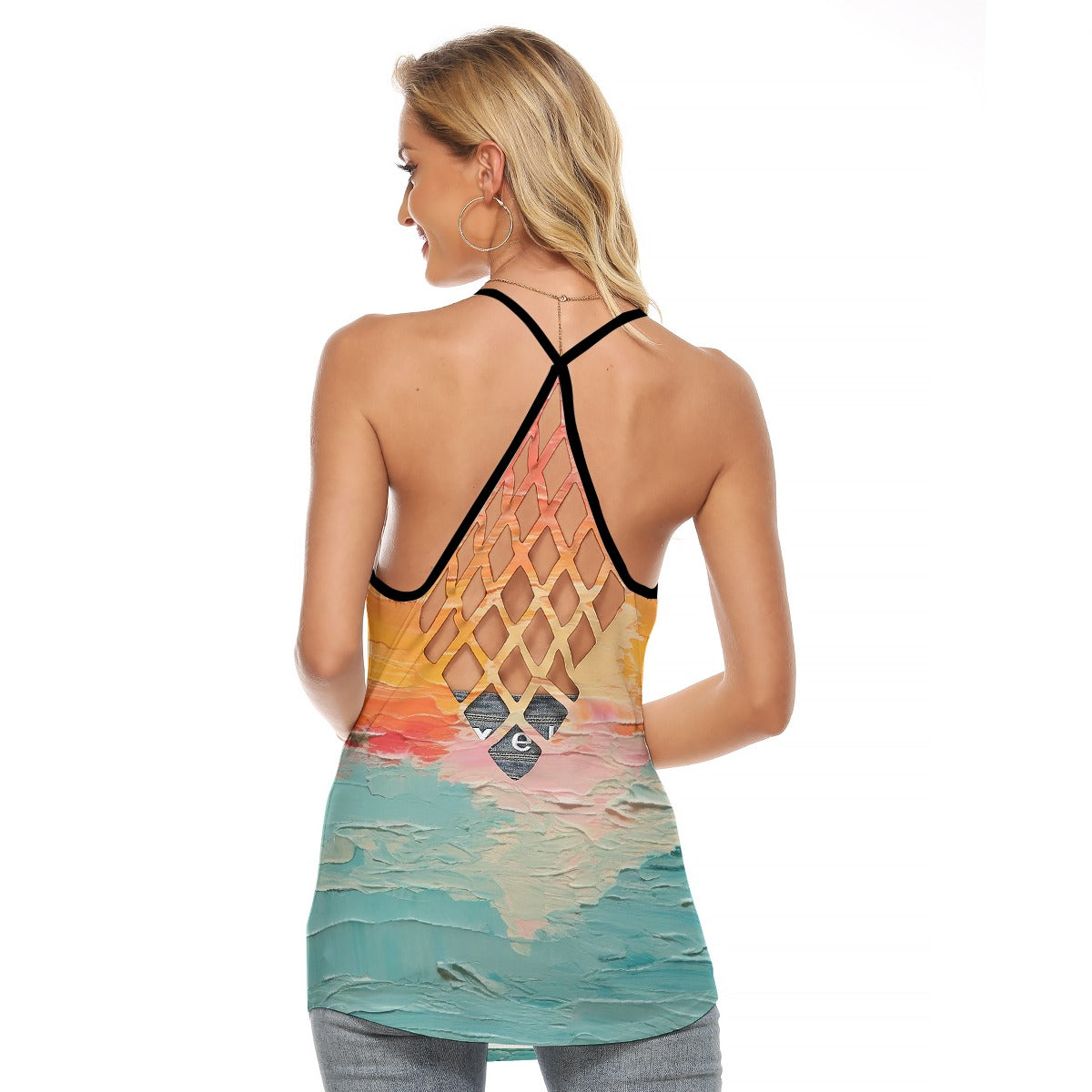 All-Over Print Women's Criss-Cross Open Back Tank Top