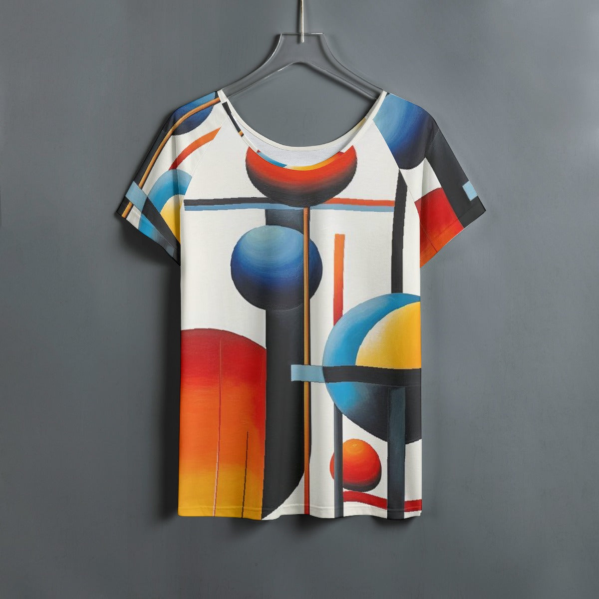 All-Over Print Women's Round Neck T-shirt With Raglan Sleeve