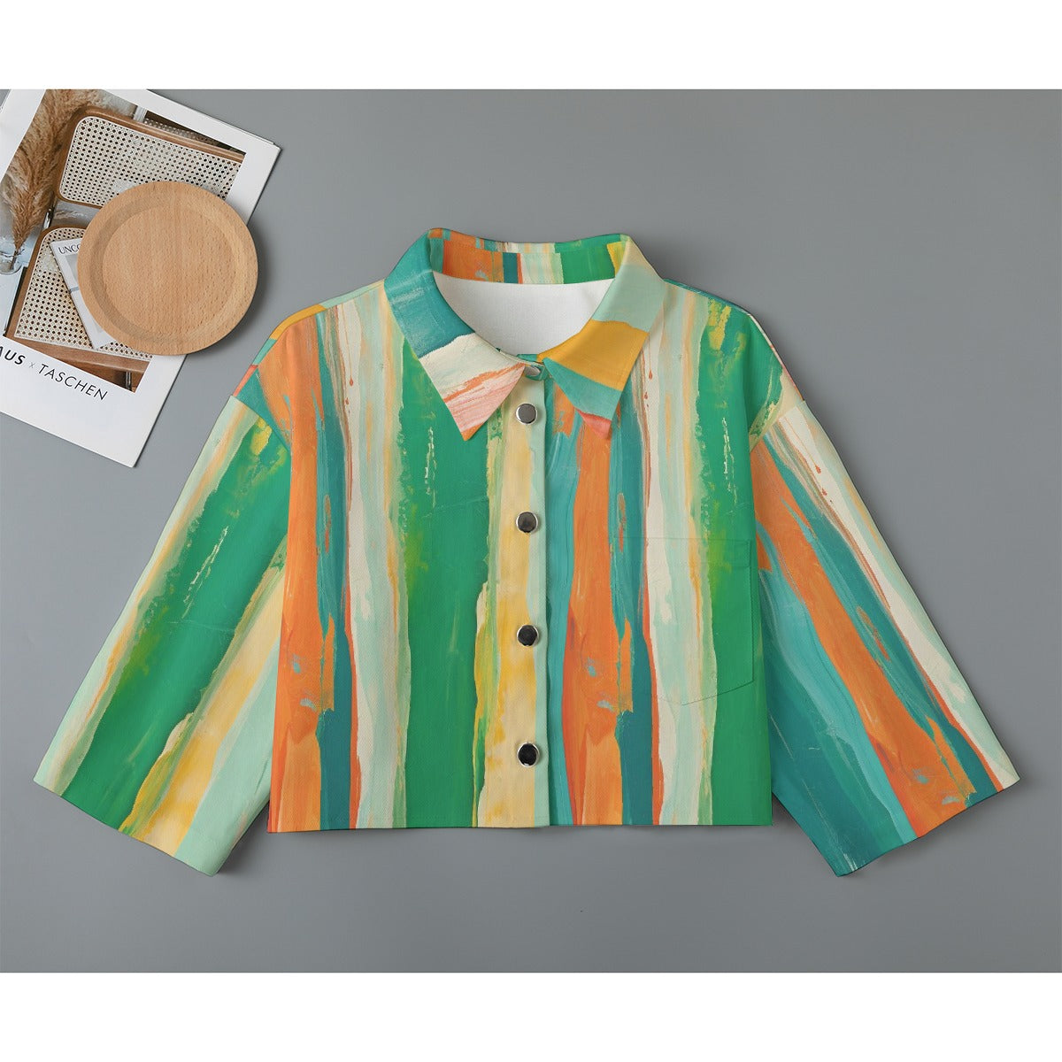 All-Over Print Women's Cropped Jacket | 245GSM Cotton