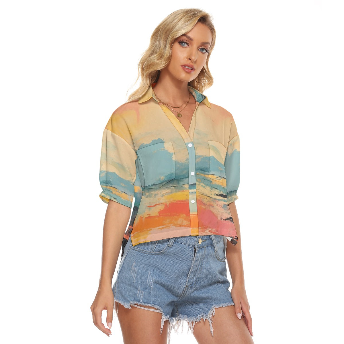 All-Over Print Women's V-neck Shirts