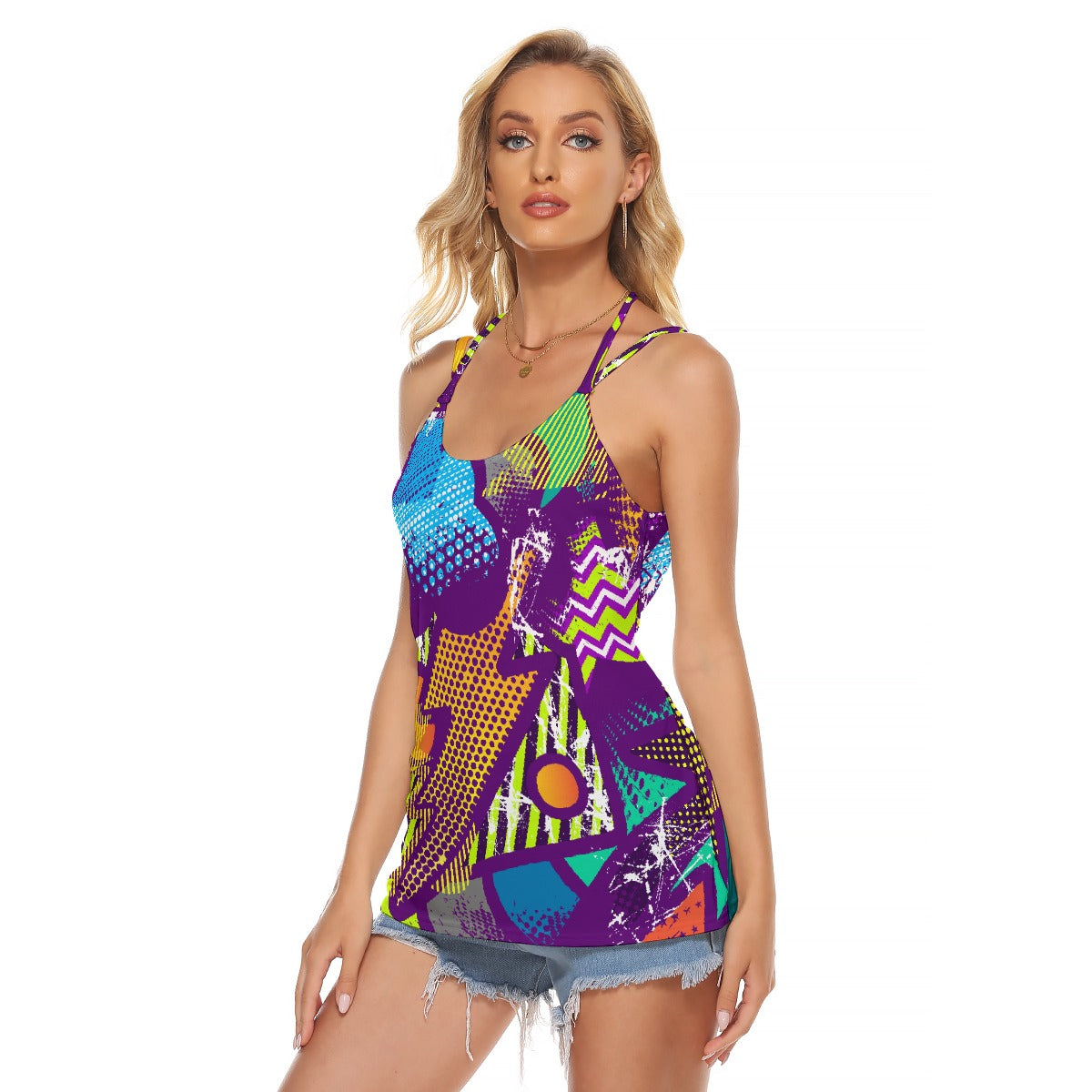 All-Over Print Women's Halter Top With Backless