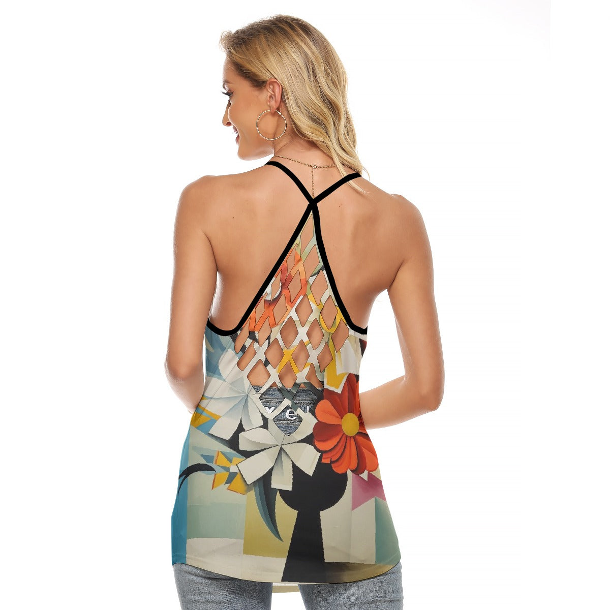 All-Over Print Women's Criss-Cross Open Back Tank Top