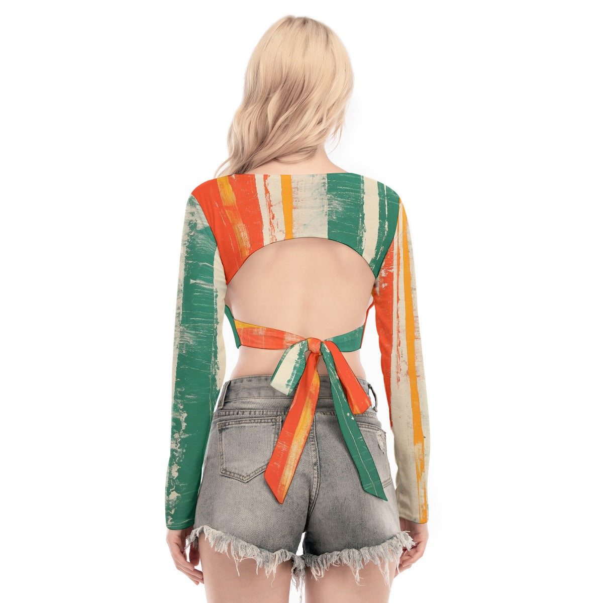 All-Over Print Women's Back Hollow T-shirt With Strap