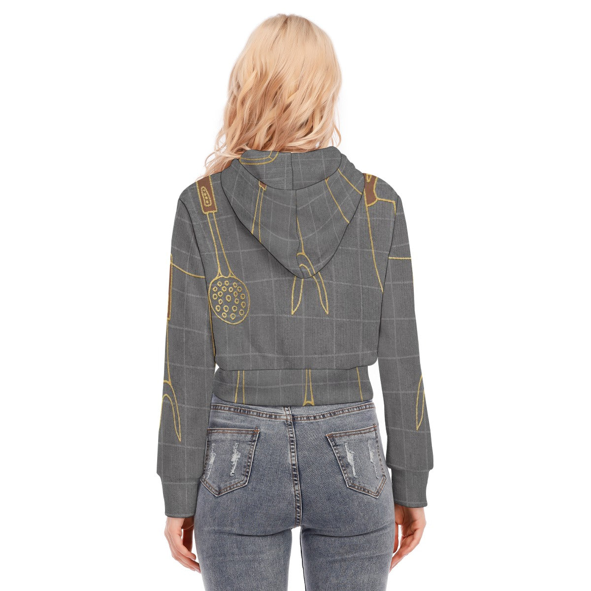 All-Over Print Women's Crop Top Hoodie With Zipper Closure