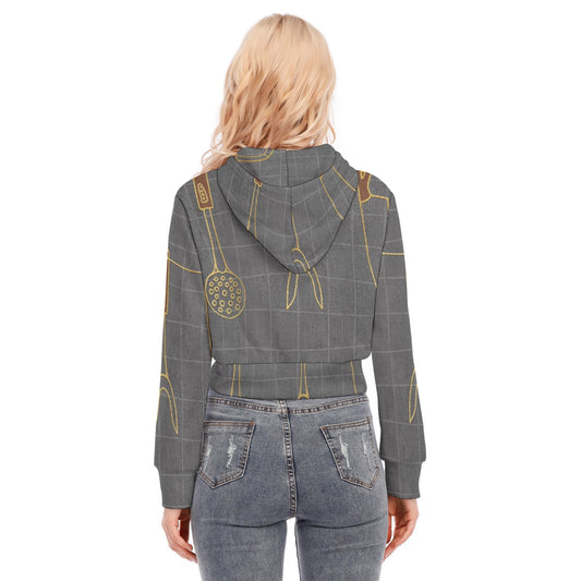 All-Over Print Women's Crop Top Hoodie With Zipper Closure