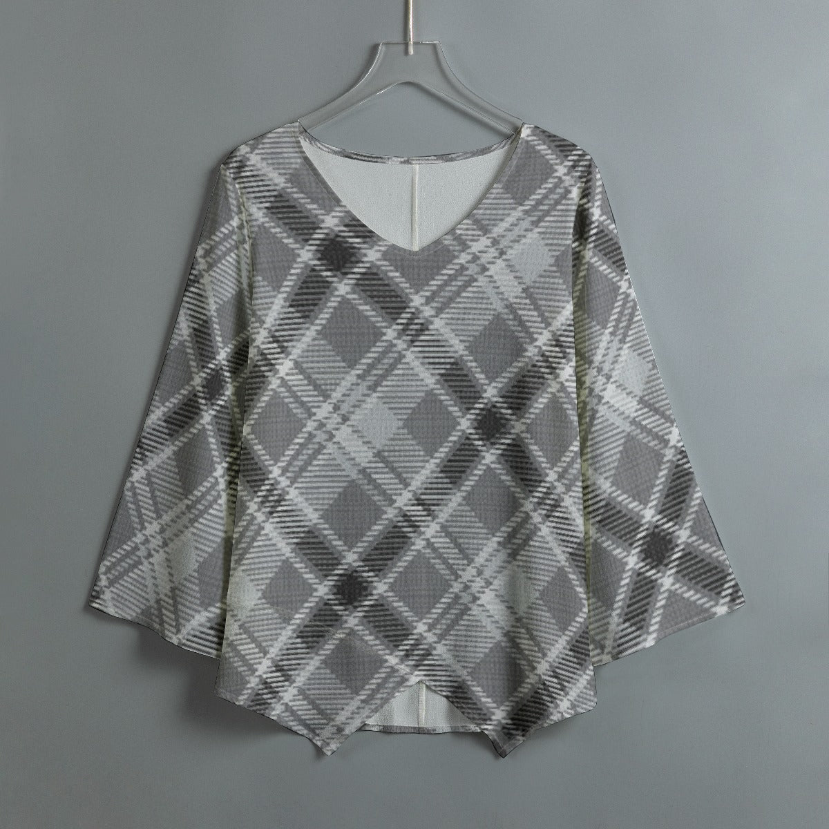 All-Over Print Women's V-neck T-shirt With Irregular Hem