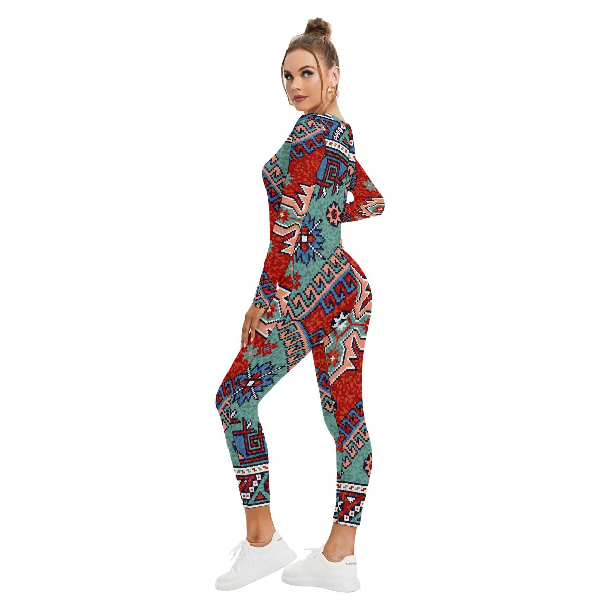 All-Over Print Women's Plunging Neck Jumpsuit
