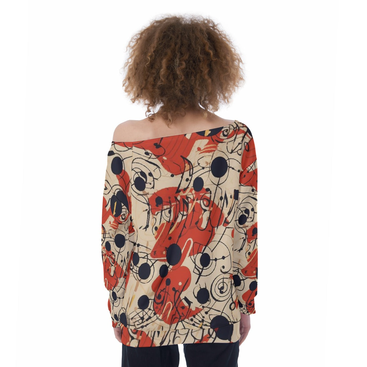All-Over Print Oversized Women's Off-Shoulder Sweatshirt