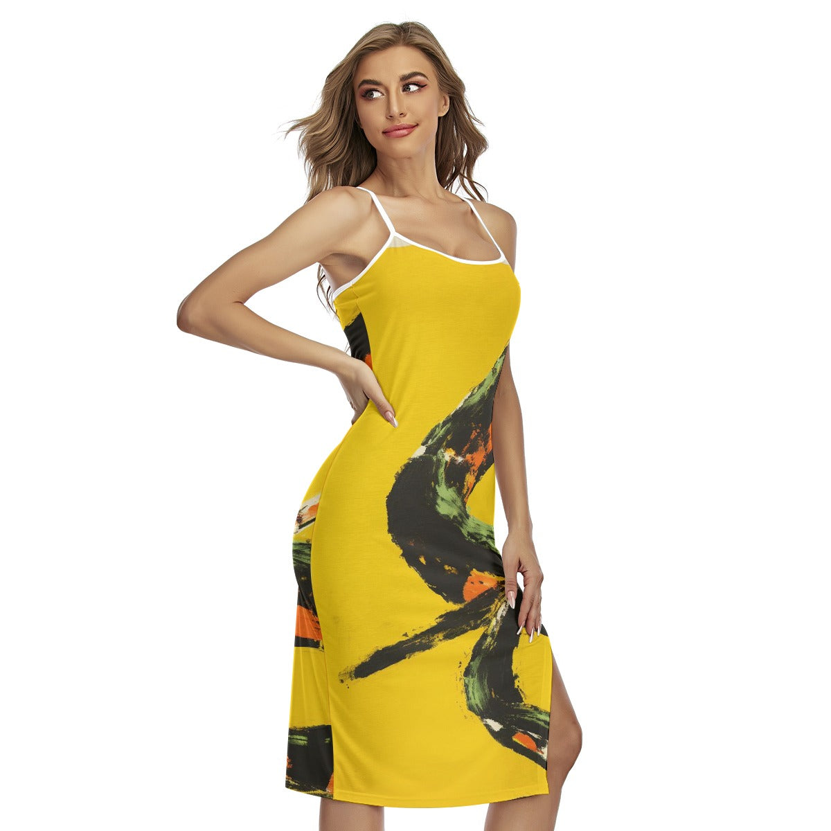 All-Over Print Women's Back Cross Cami Dress