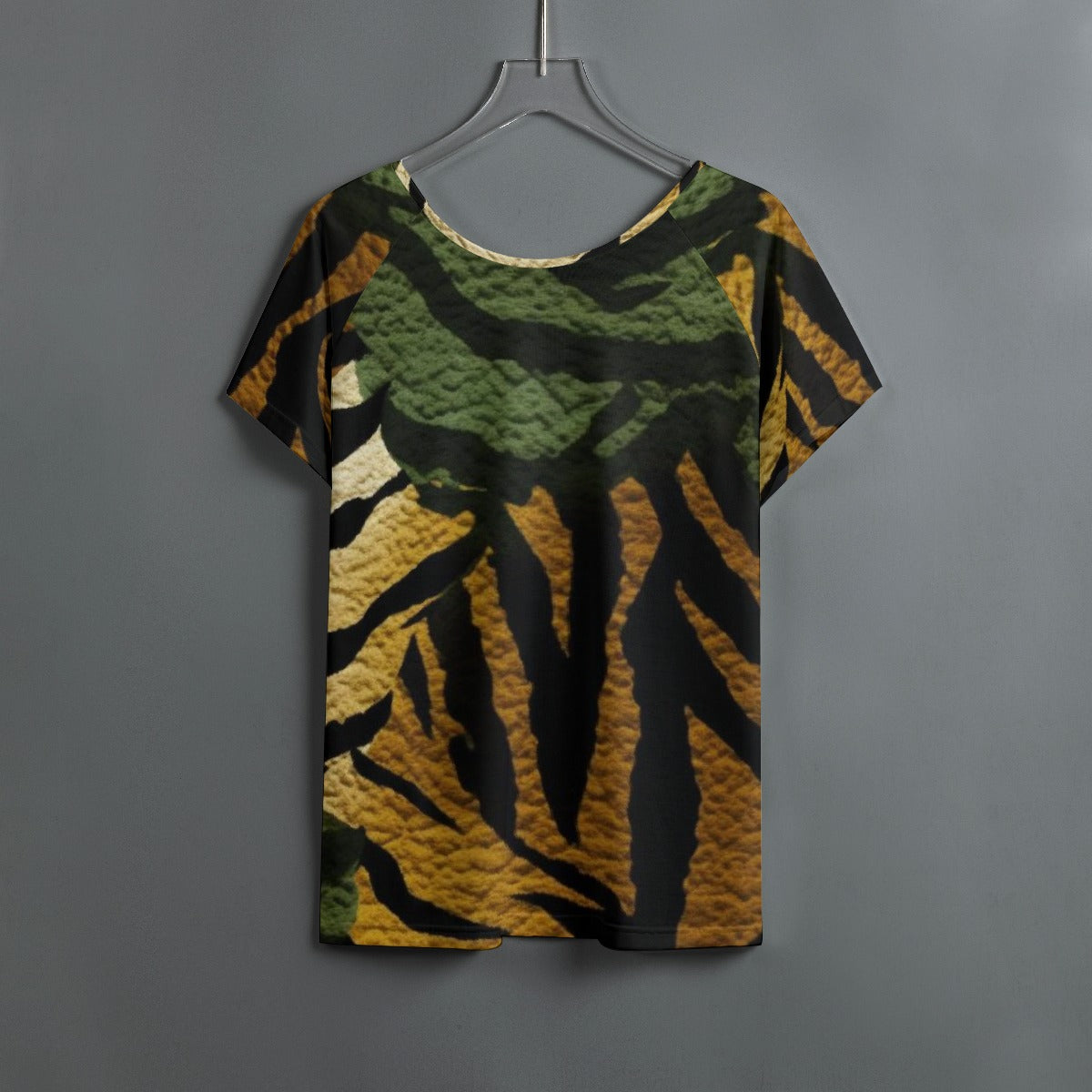 All-Over Print Women's Round Neck T-shirt With Raglan Sleeve
