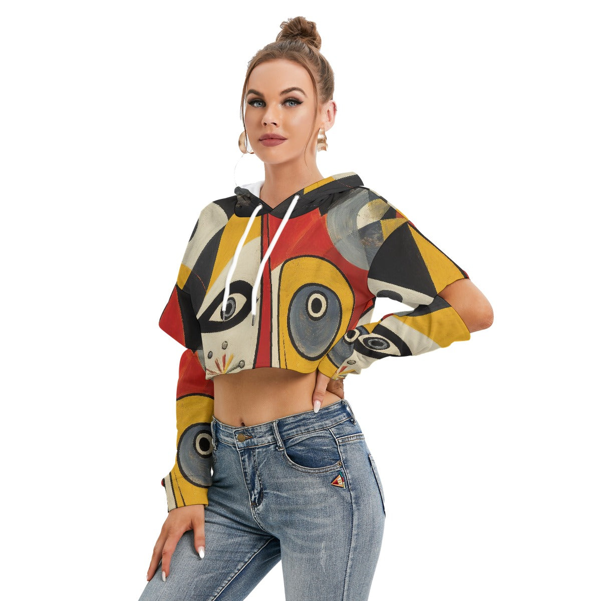 All-Over Print Women's Heavy Fleece Hoodie With Hollow Out Sleeve