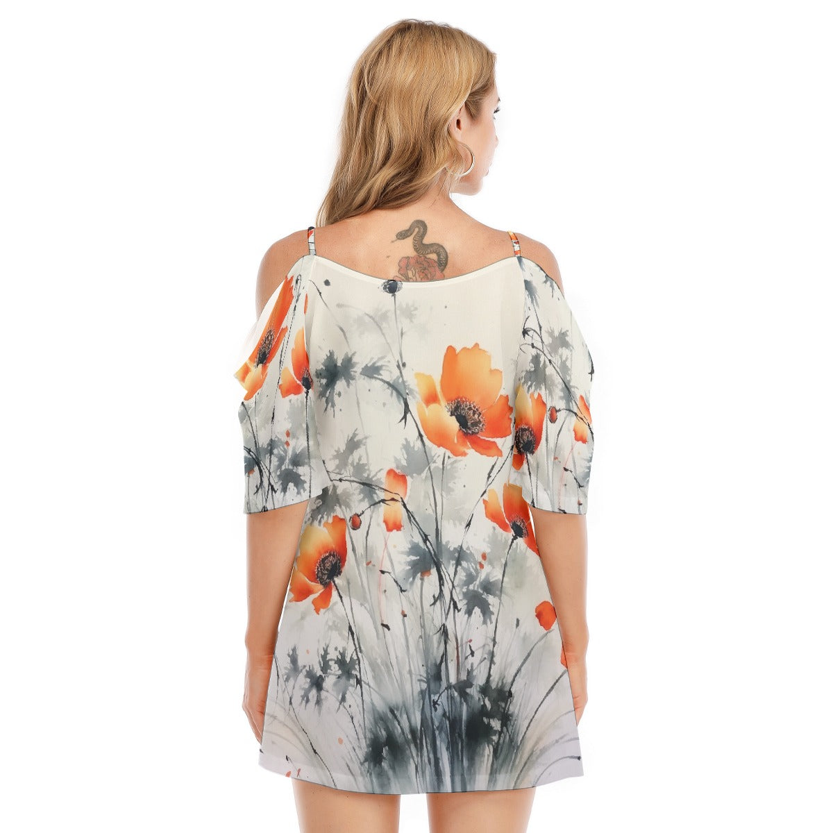 All-Over Print Women's Off-shoulder Cami Dress