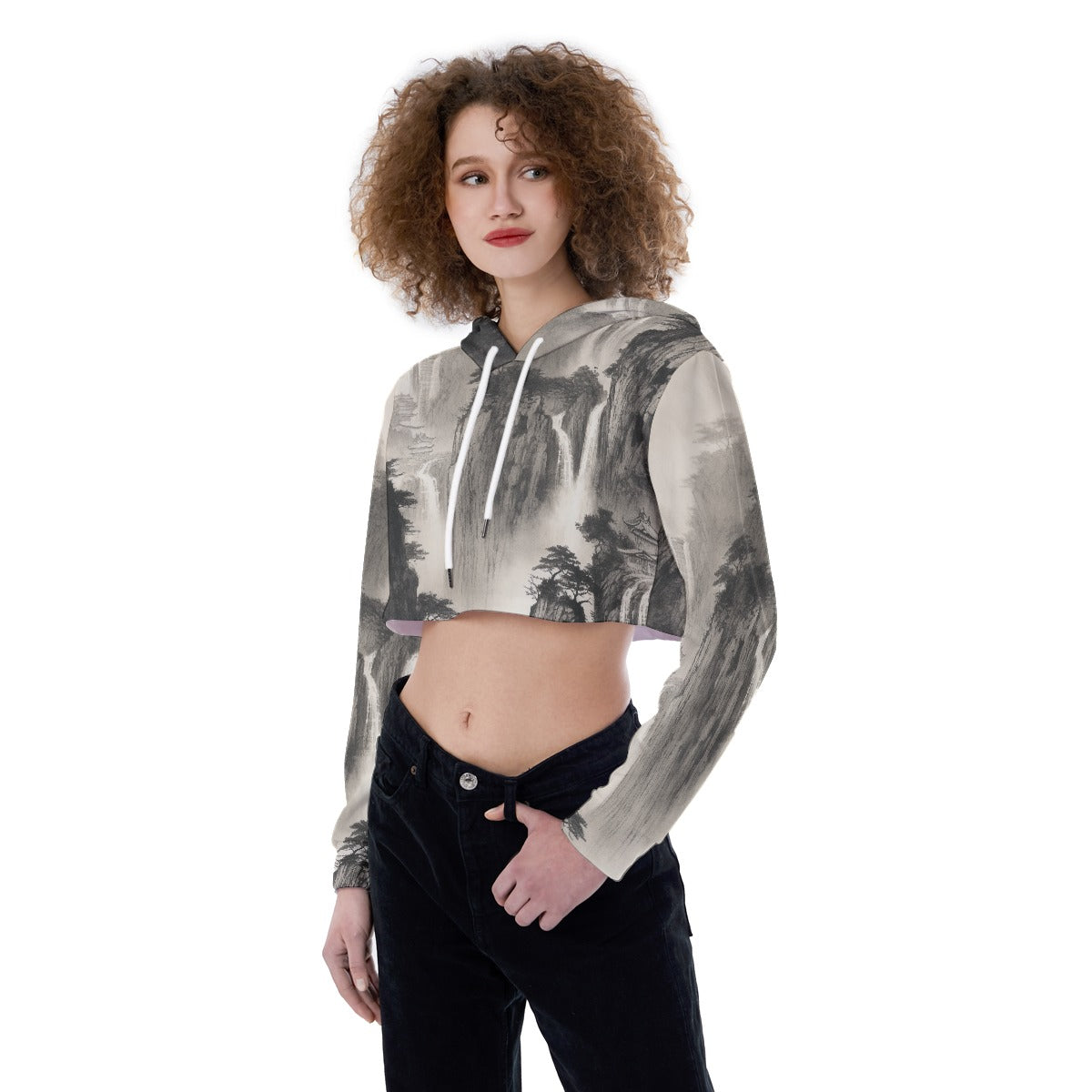 All-Over Print Women's Crop Top Hoodie
