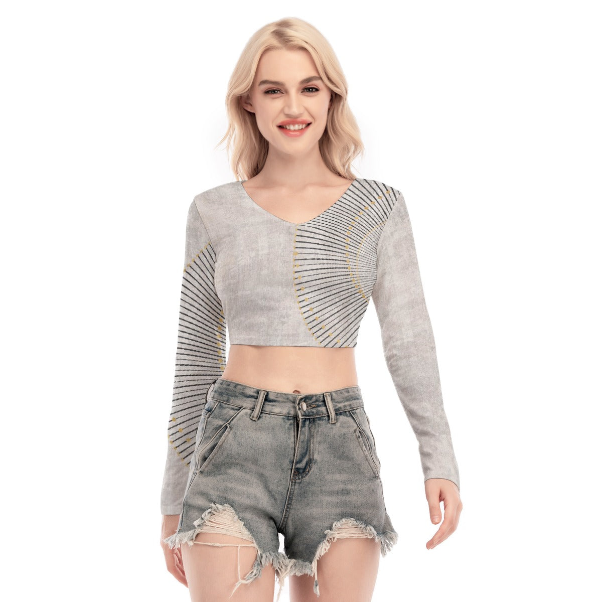 All-Over Print Women's Back Hollow T-shirt With Strap