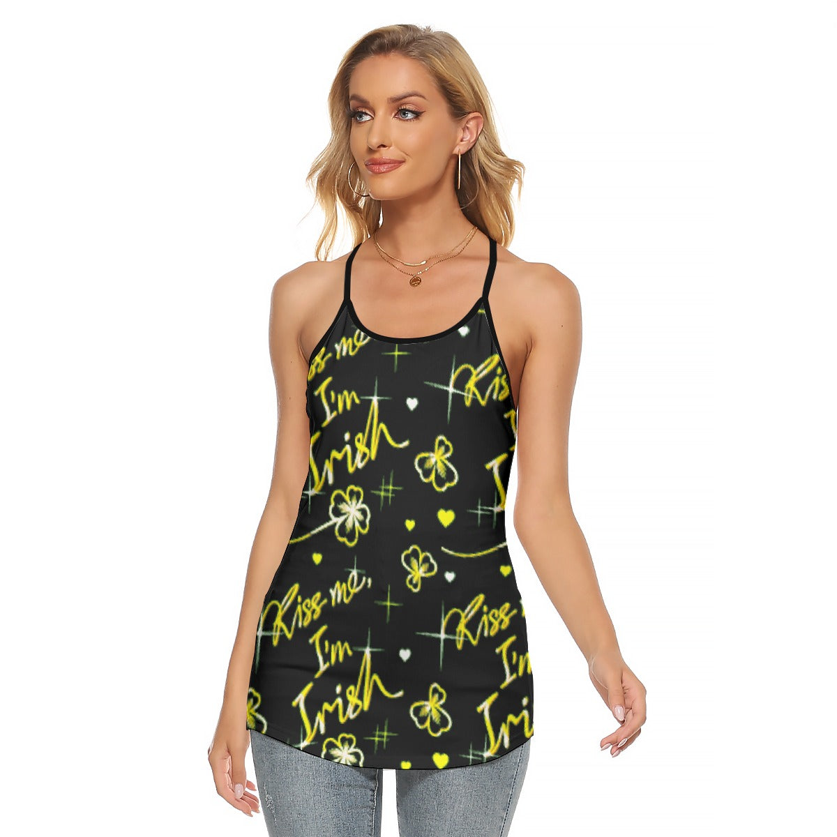 All-Over Print Women's Criss-Cross Open Back Tank Top