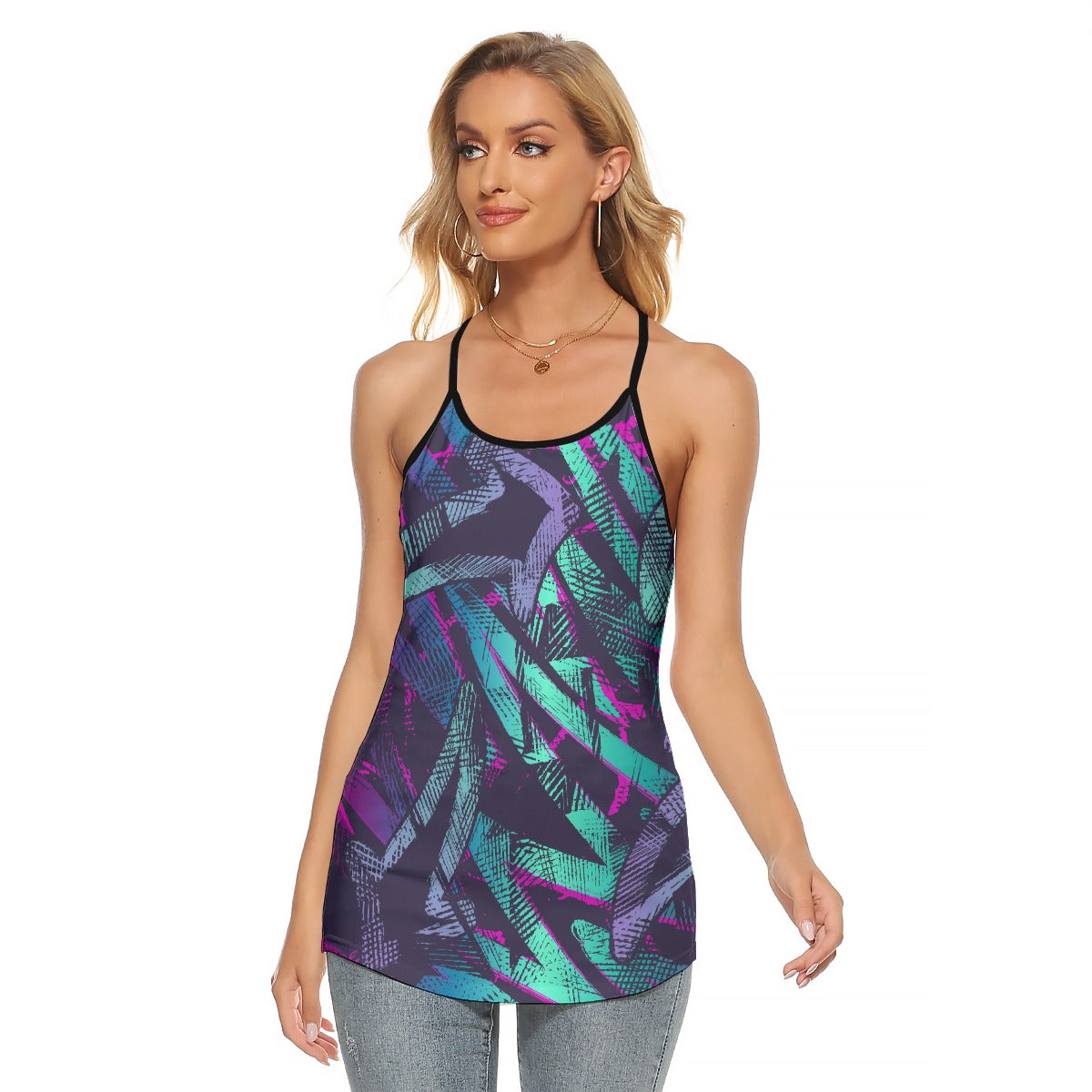 All-Over Print Women's Criss-Cross Open Back Tank Top