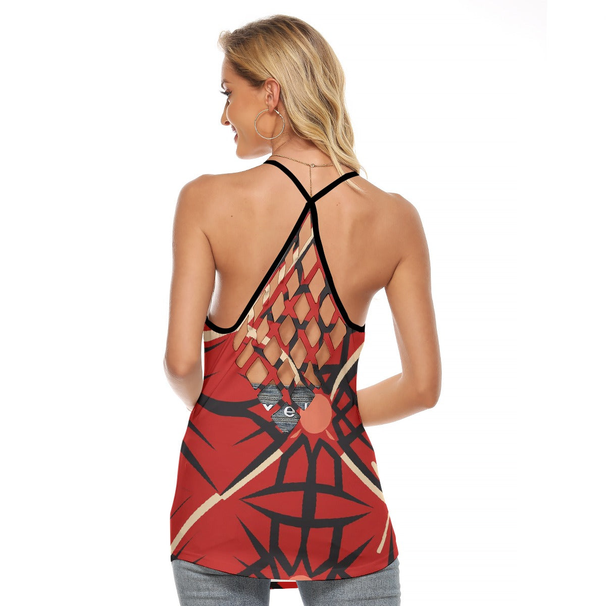 All-Over Print Women's Criss-Cross Open Back Tank Top