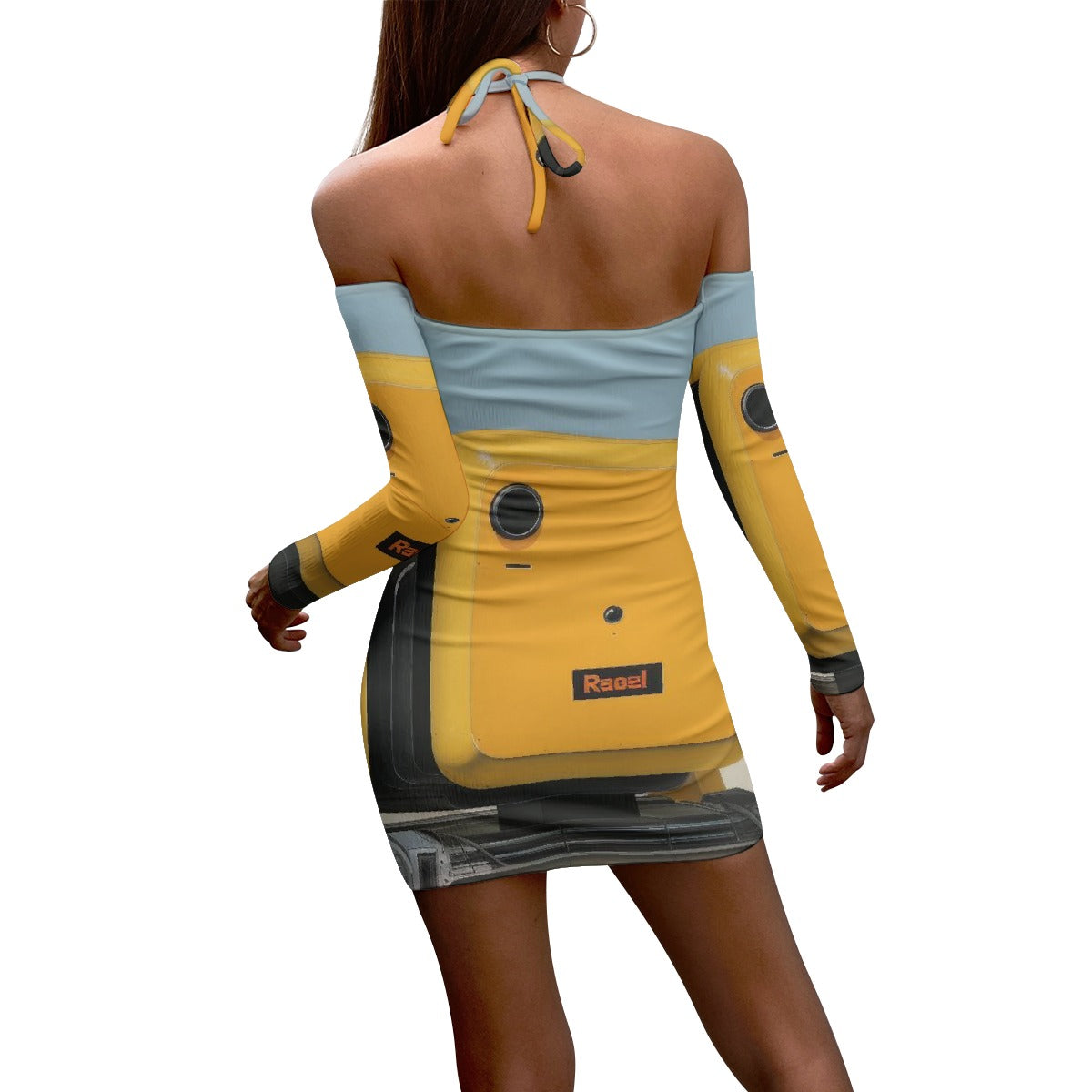 All-Over Print Women's Halter Lace-up Dress