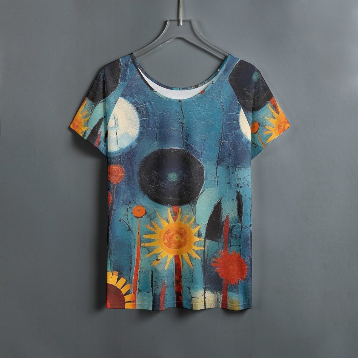 All-Over Print Women's Round Neck T-shirt With Raglan Sleeve