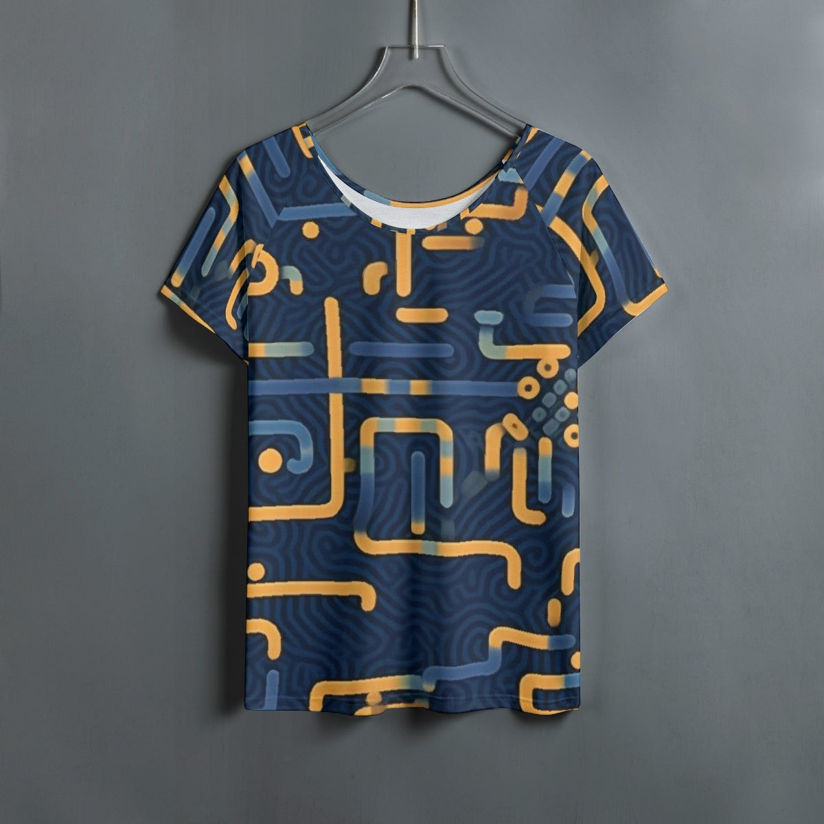 All-Over Print Women's Round Neck T-shirt With Raglan Sleeve