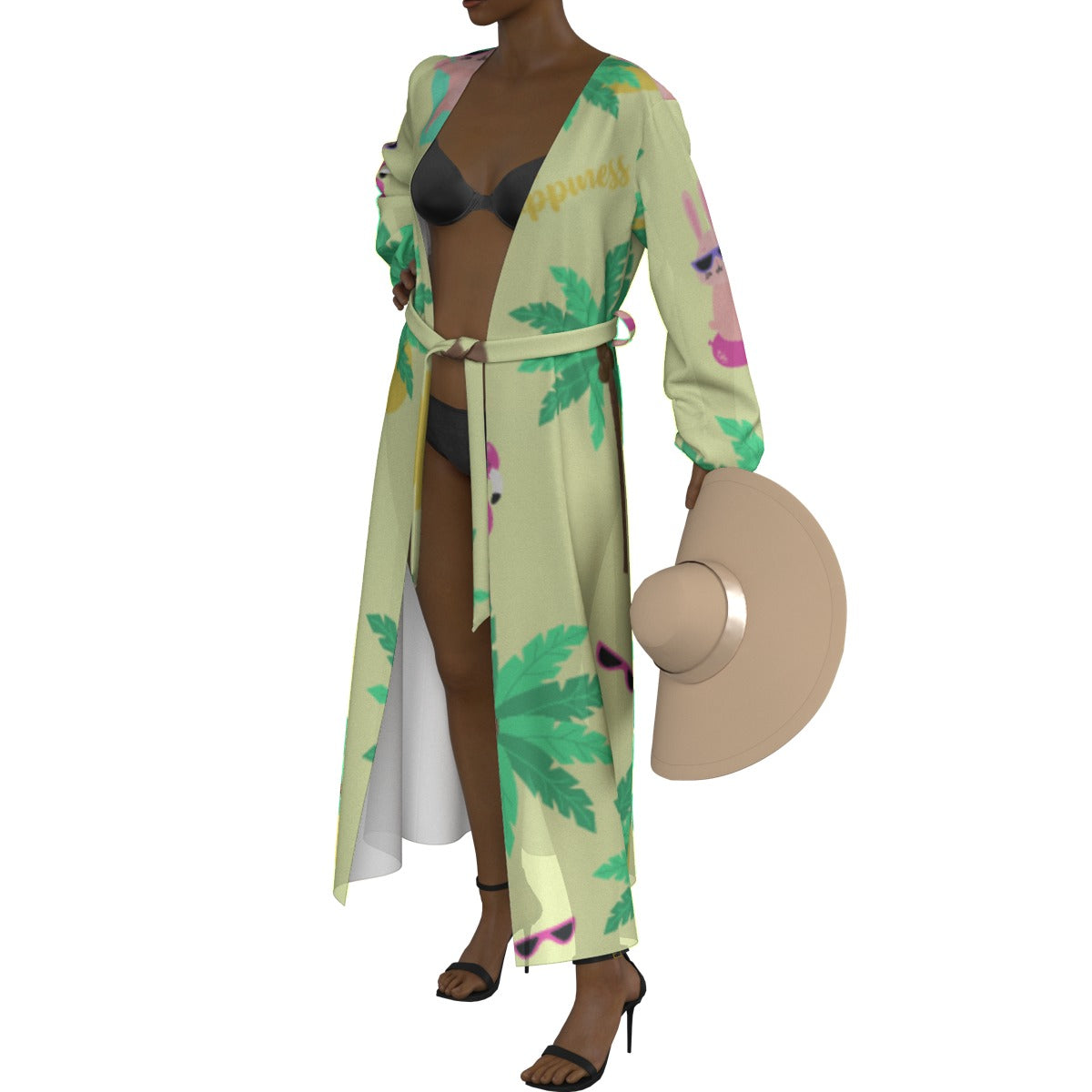 All-Over Print Women's Lace-up Chiffon Robe