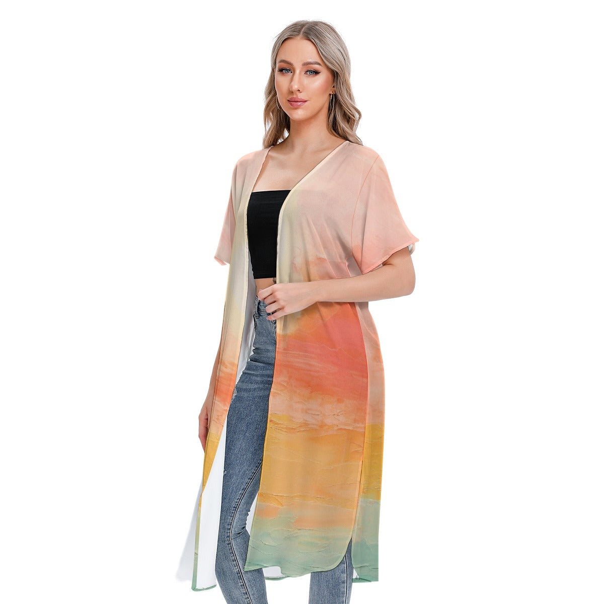 All-Over Print Women's Short Sleeve Cardigan