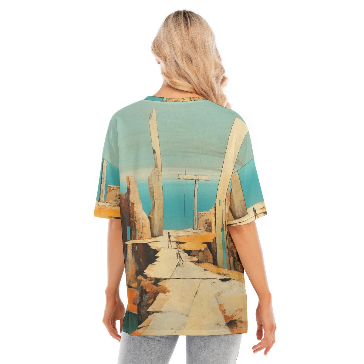 All-Over Print Women's Short Sleeves T-shirt With Hem Split