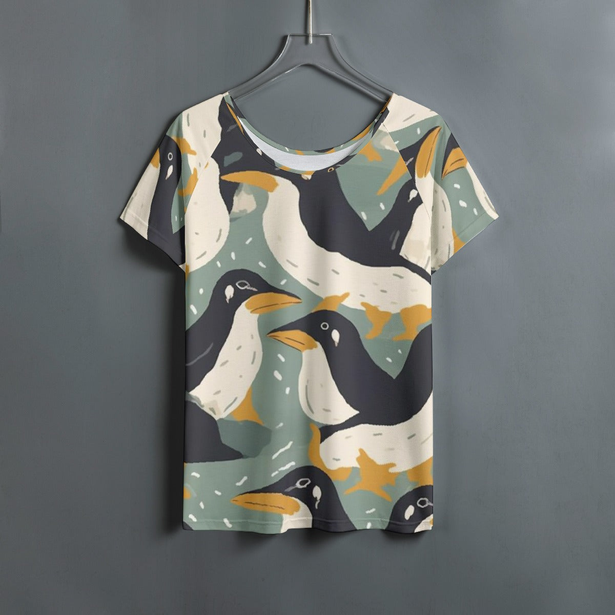 All-Over Print Women's Round Neck T-shirt With Raglan Sleeve