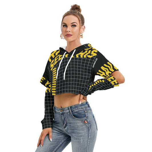 All-Over Print Women's Heavy Fleece Hoodie With Hollow Out Sleeve