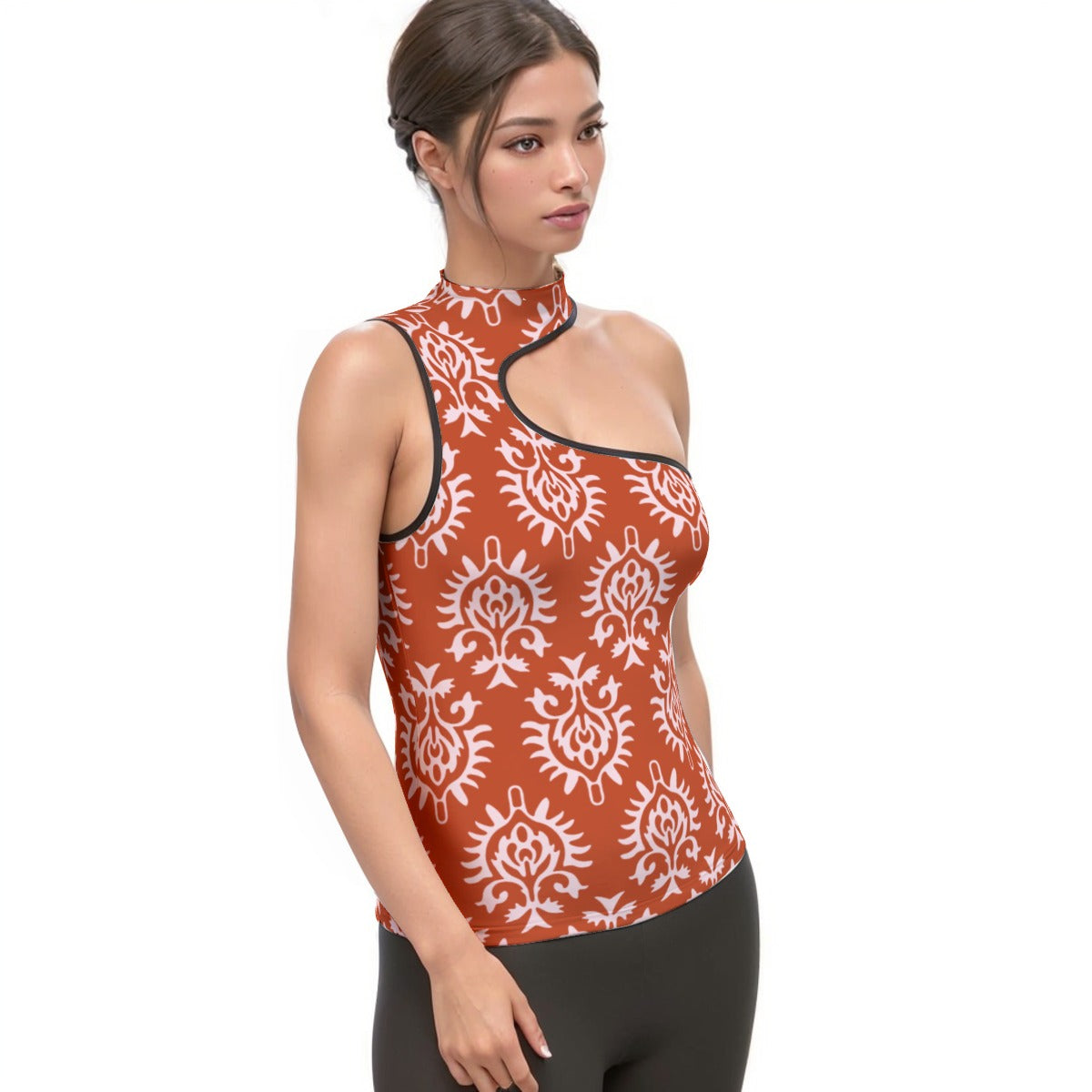 All-Over Print Women's Halter Sleeveless Asymmetrical Tank Top