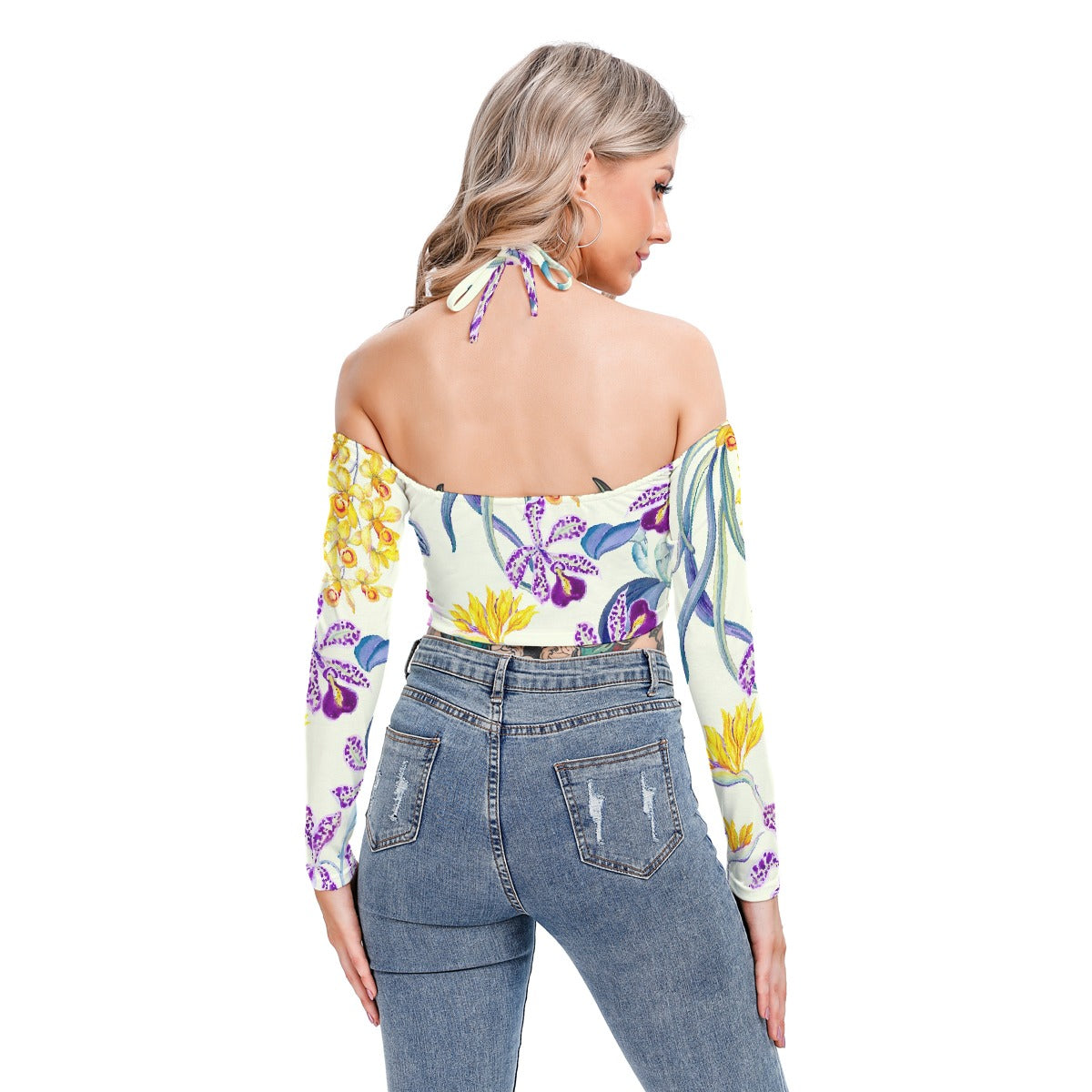 All-Over Print Women's Halter Lace-up Top