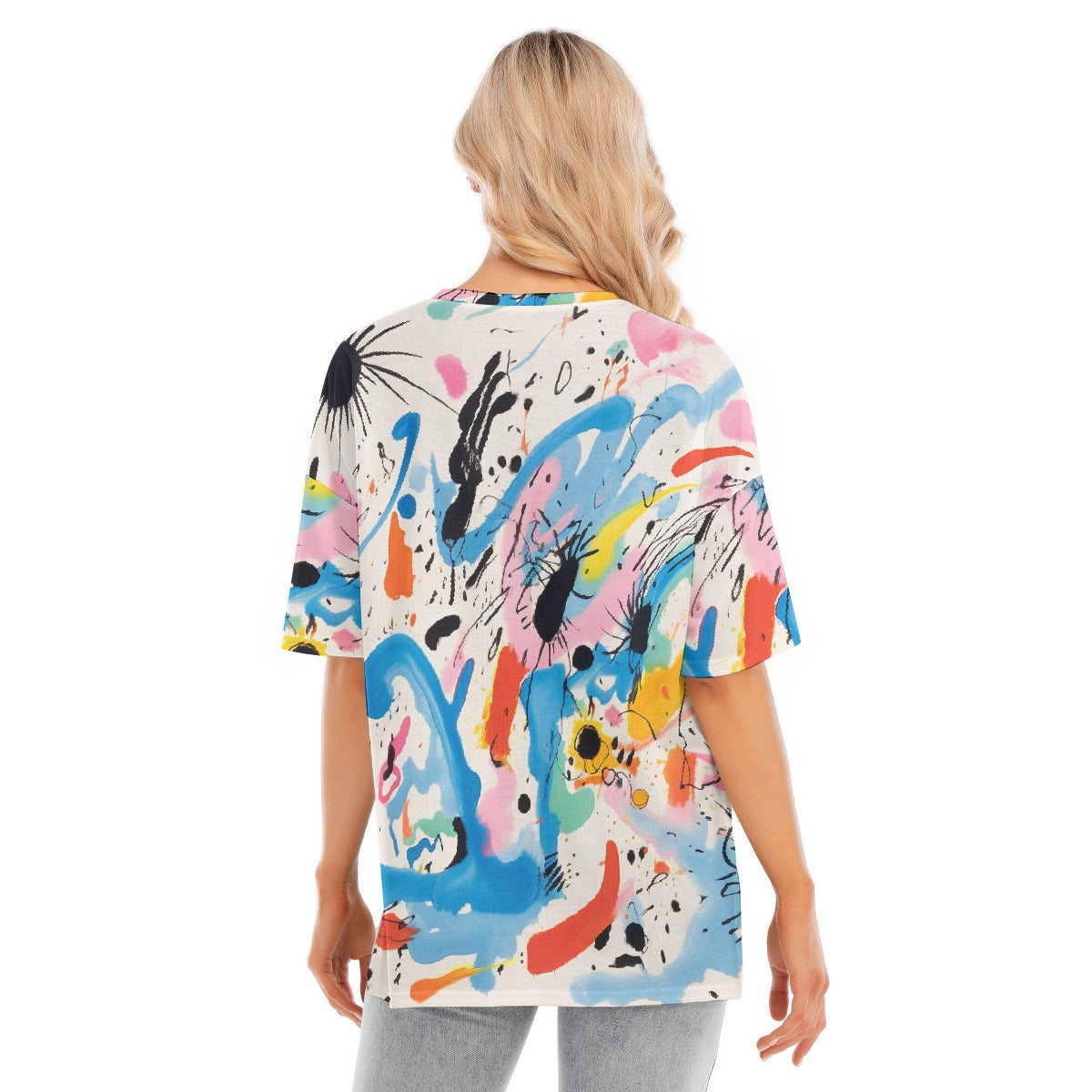 All-Over Print Women's Short Sleeves T-shirt With Hem Split