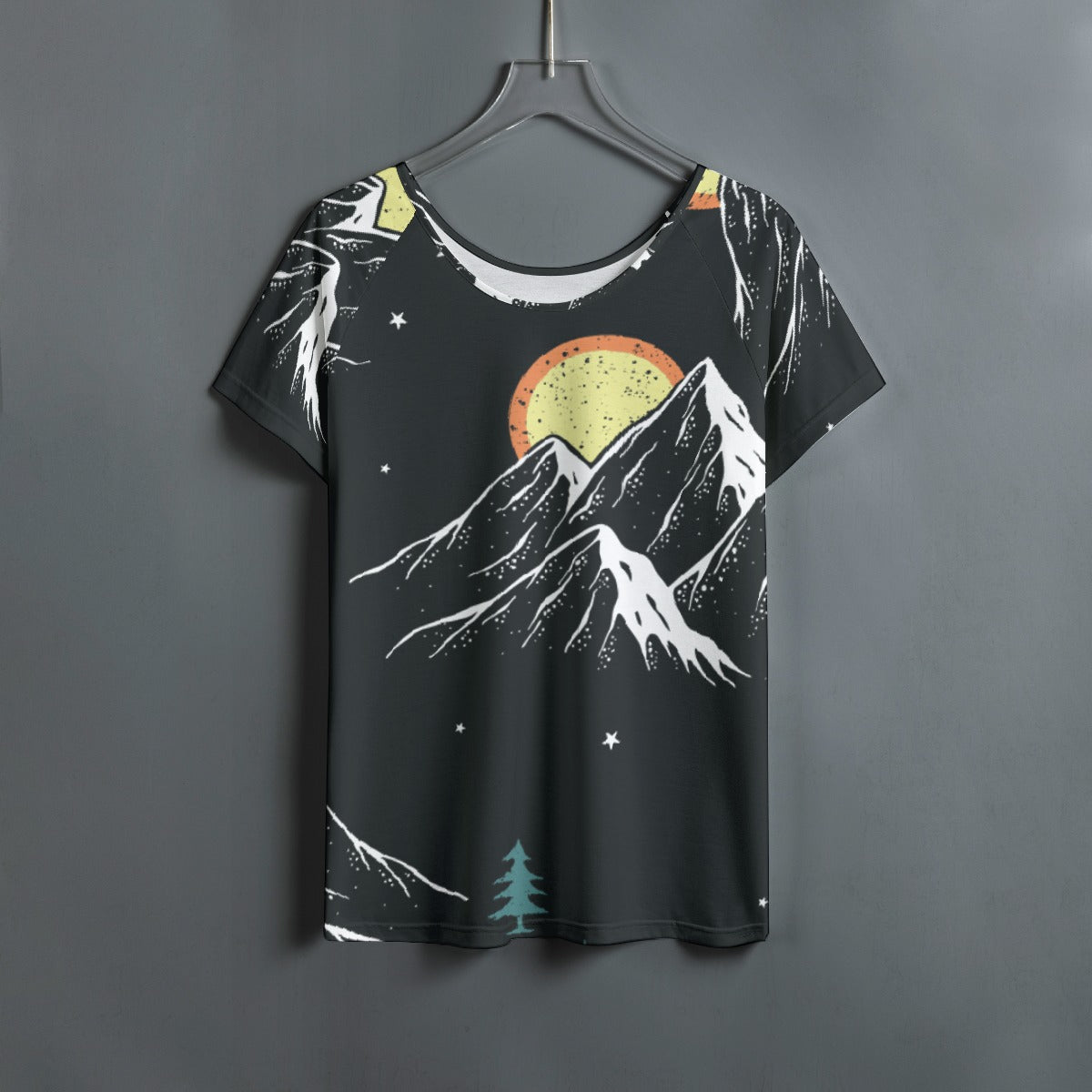 All-Over Print Women's Round Neck T-shirt With Raglan Sleeve