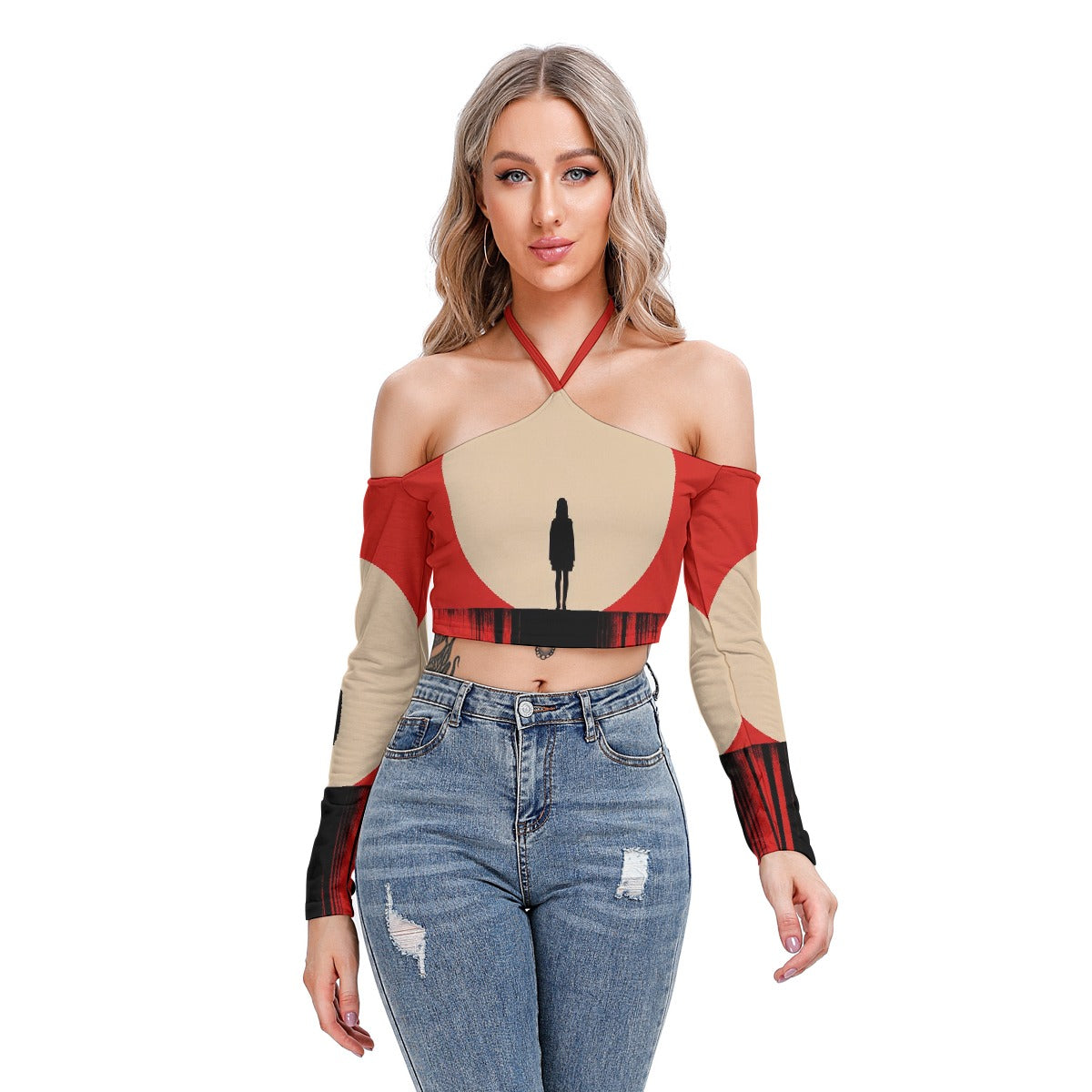 All-Over Print Women's Halter Lace-up Top