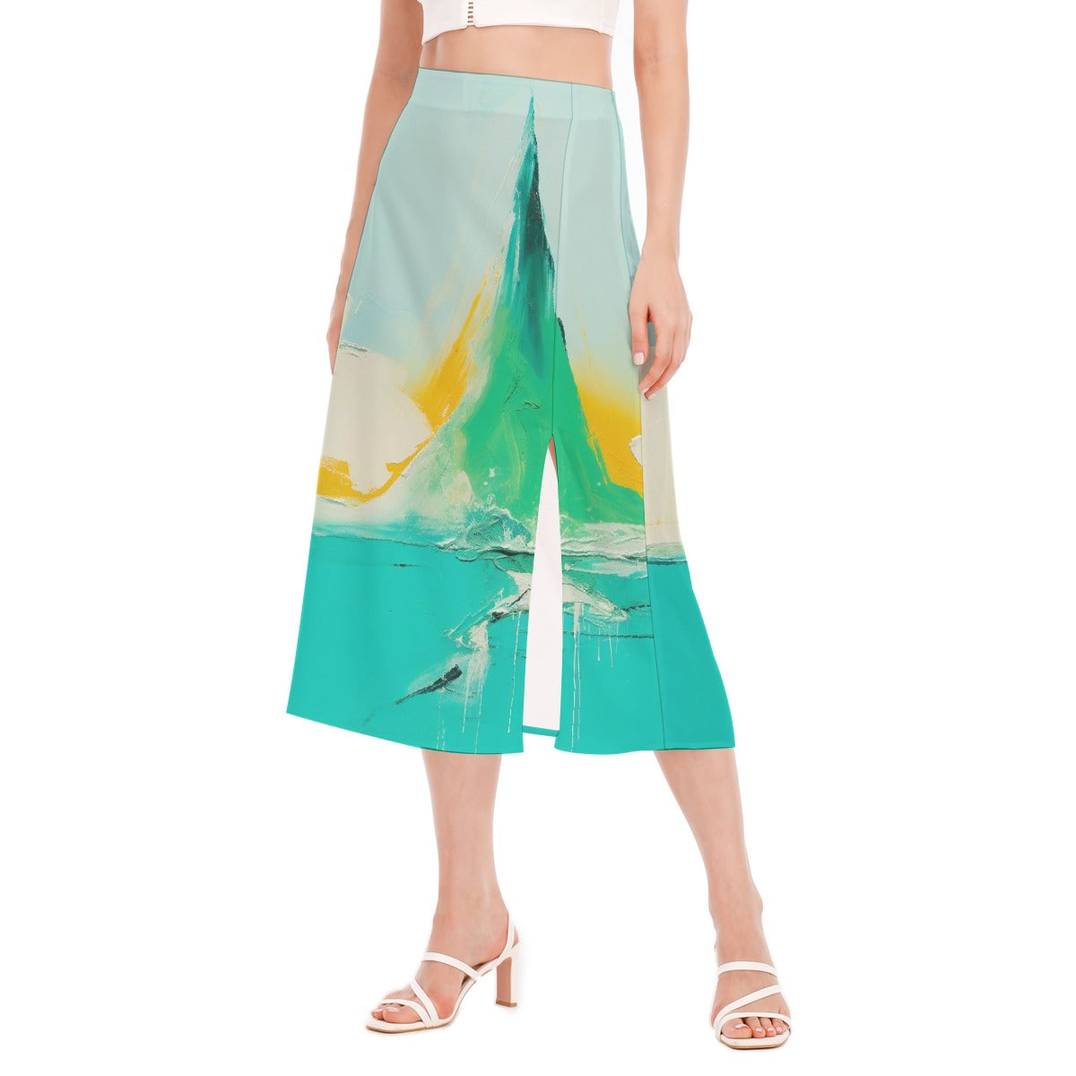 All-Over Print Women's High Slit Long Skirt