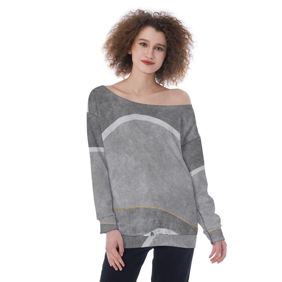 All-Over Print Oversized Women's Off-Shoulder Sweatshirt