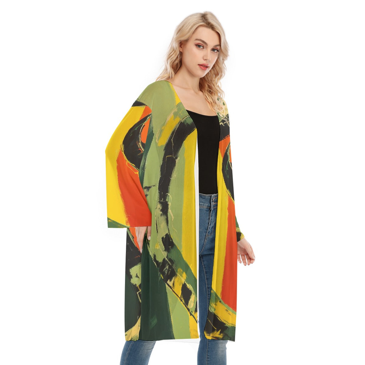 All- Over Print Women's Long Sleeve Mesh Cardigan