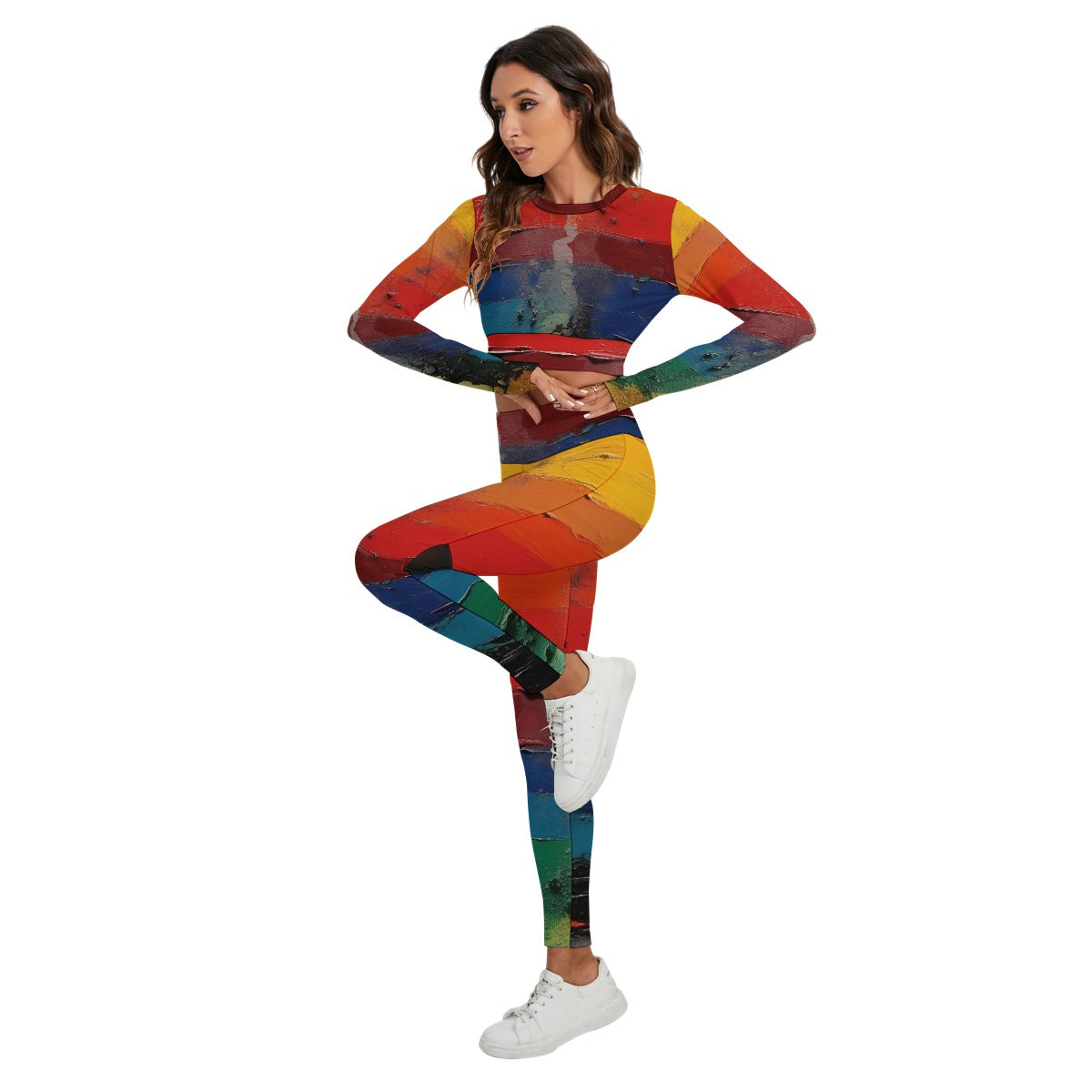 All-Over Print Women's Sport Set With Backless Top And Leggings