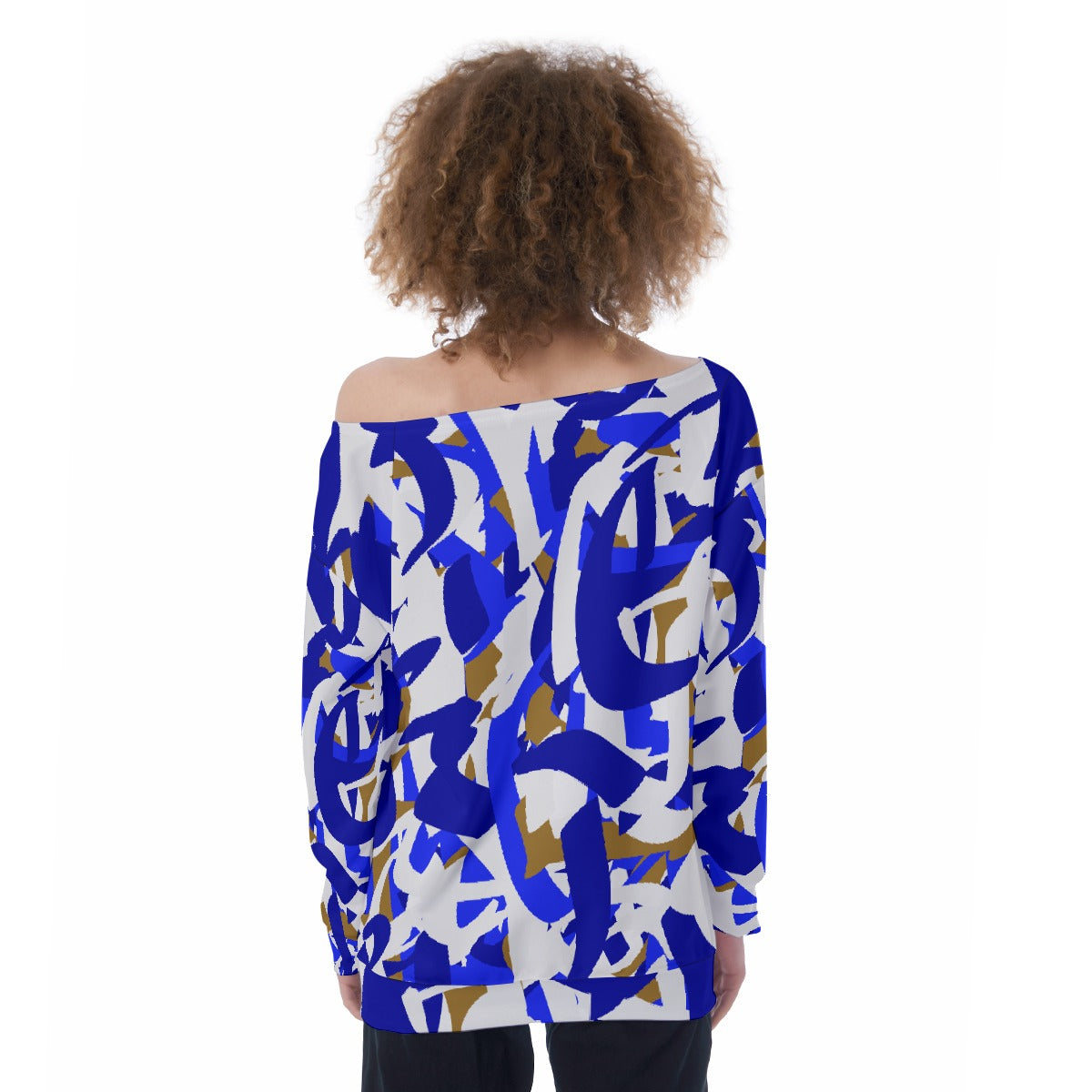 All-Over Print Oversized Women's Off-Shoulder Sweatshirt