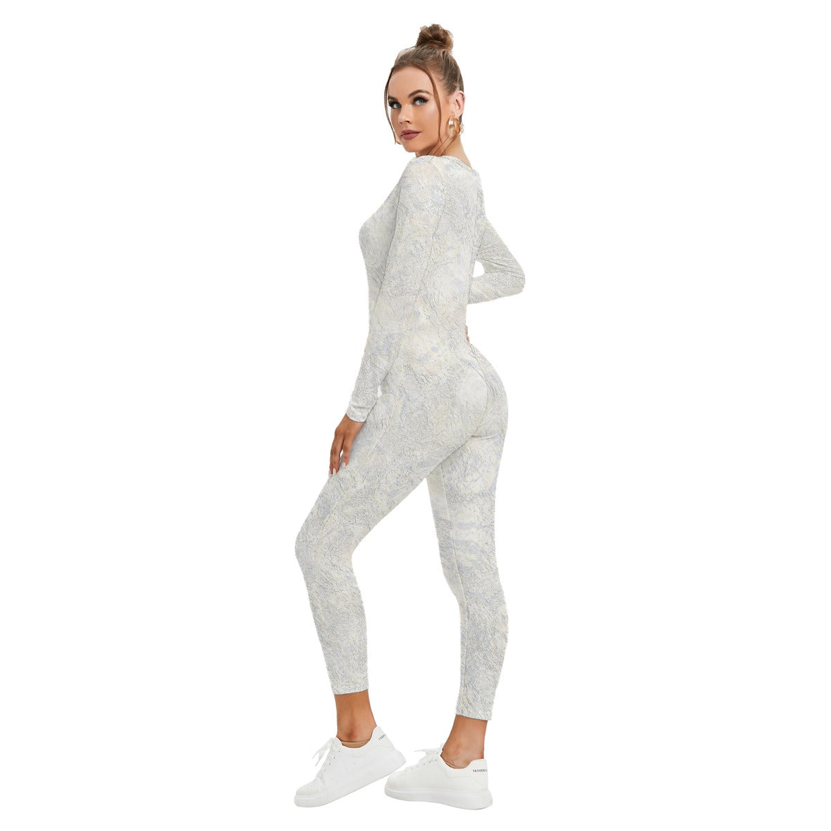 All-Over Print Women's Plunging Neck Jumpsuit