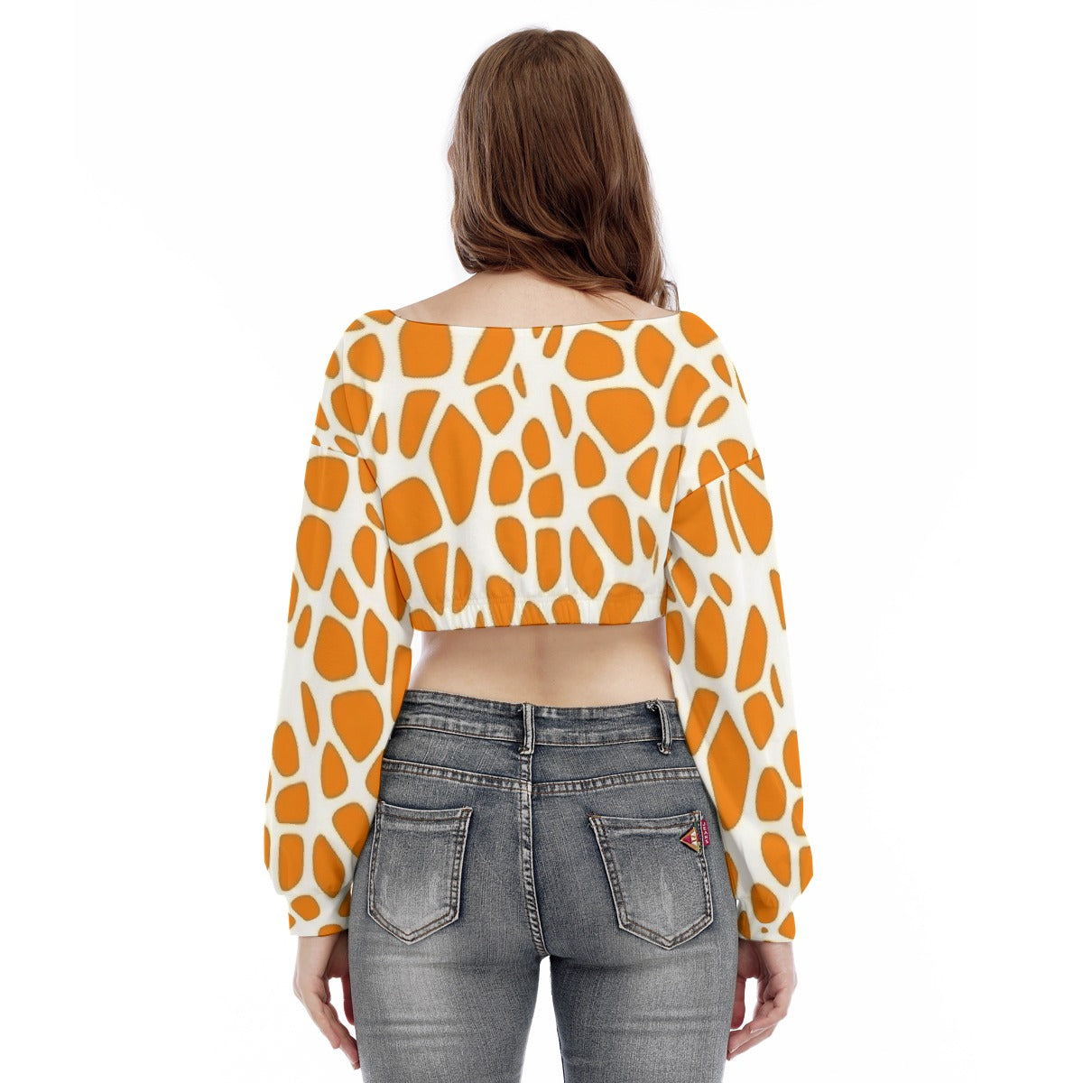 All-Over Print Women's V-neck Long Sleeve Cropped Sweatshirt