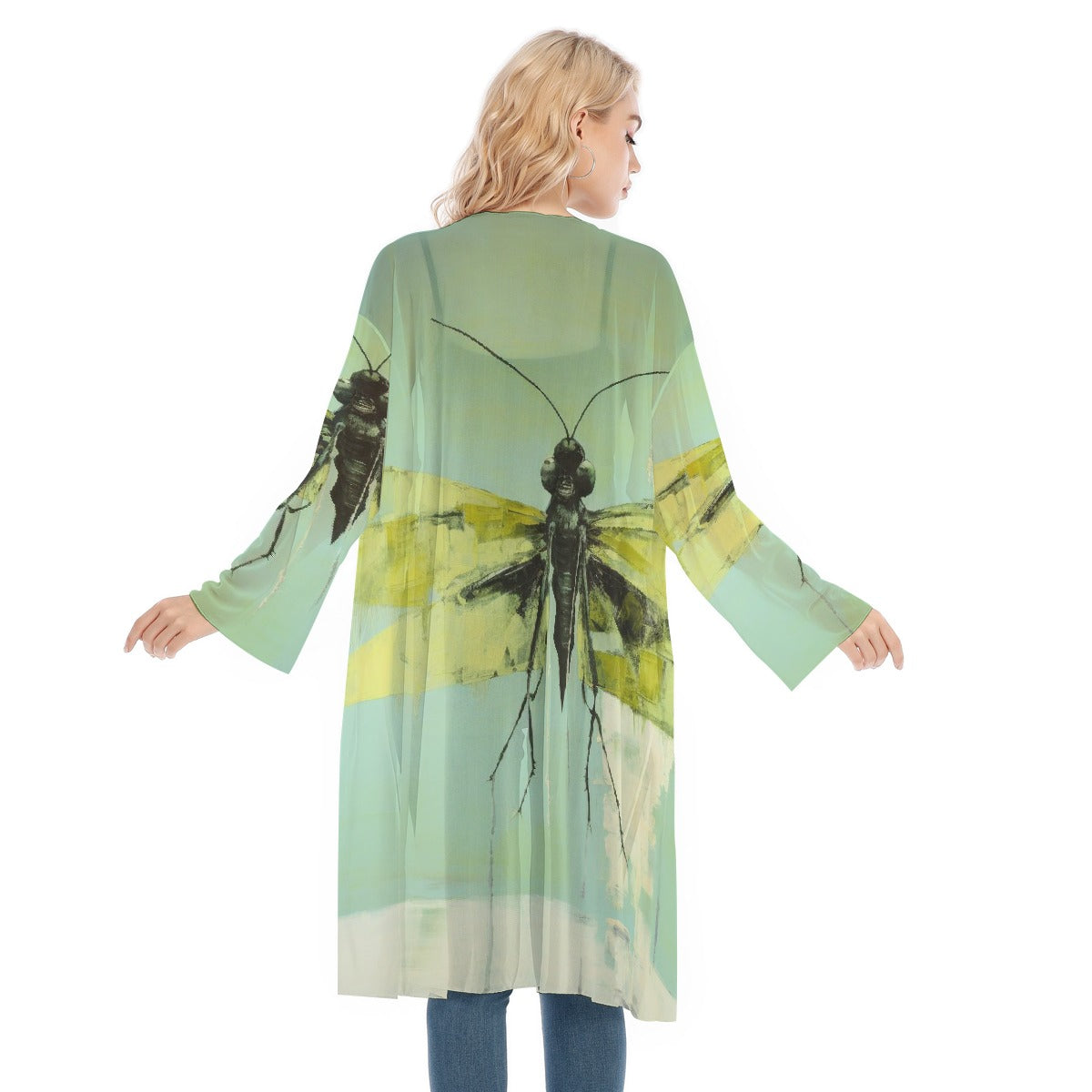 All- Over Print Women's Long Sleeve Mesh Cardigan