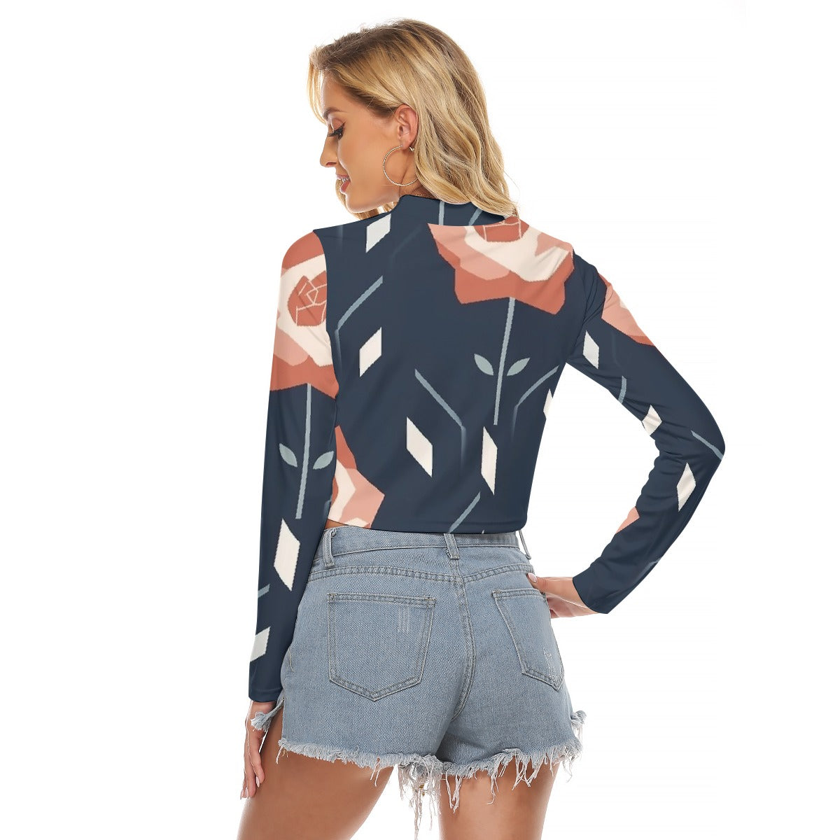 All-Over Print Women's Hollow Chest Keyhole Tight Crop Top