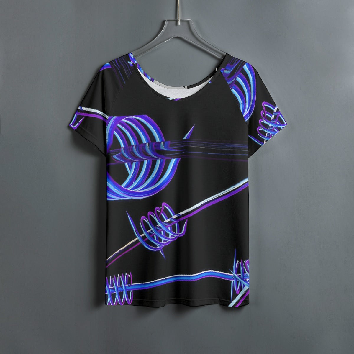 All-Over Print Women's Round Neck T-shirt With Raglan Sleeve