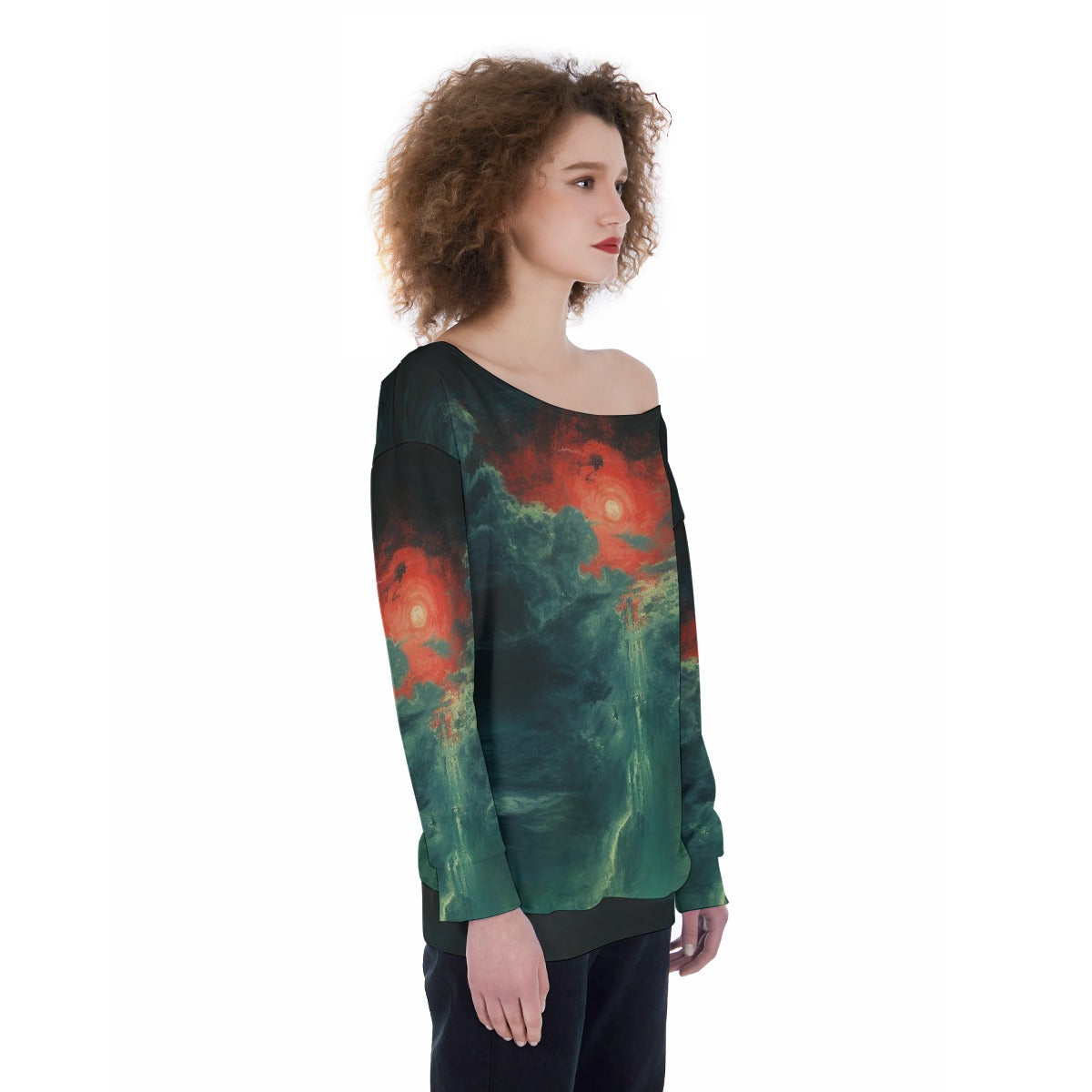 All-Over Print Oversized Women's Off-Shoulder Sweatshirt