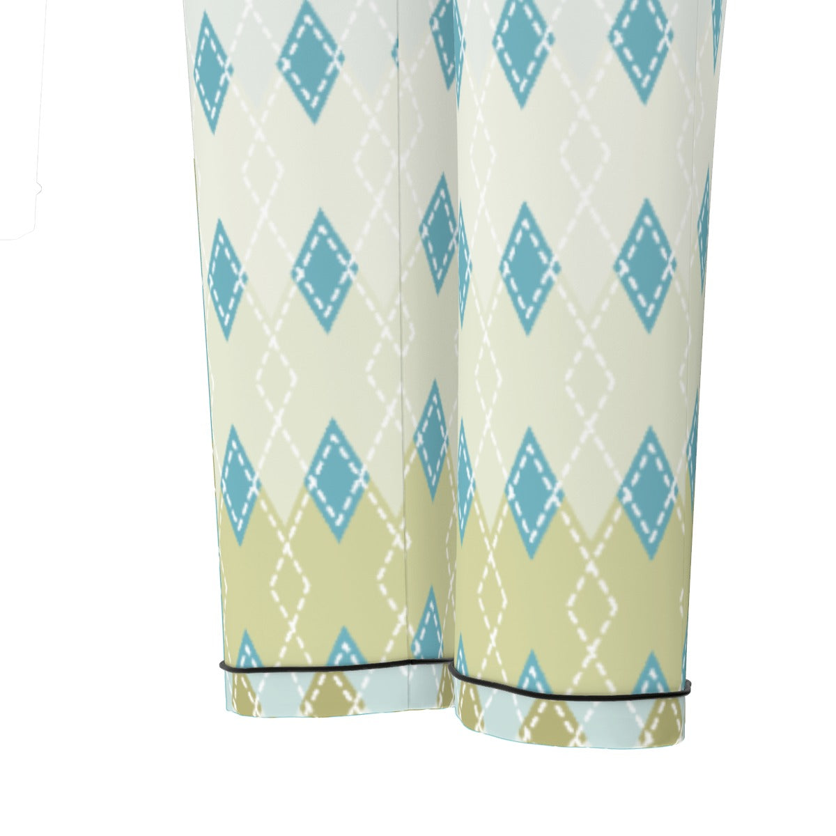 All-Over Print Women's Long Sleeve Pajama Set With Black Contrast Piping