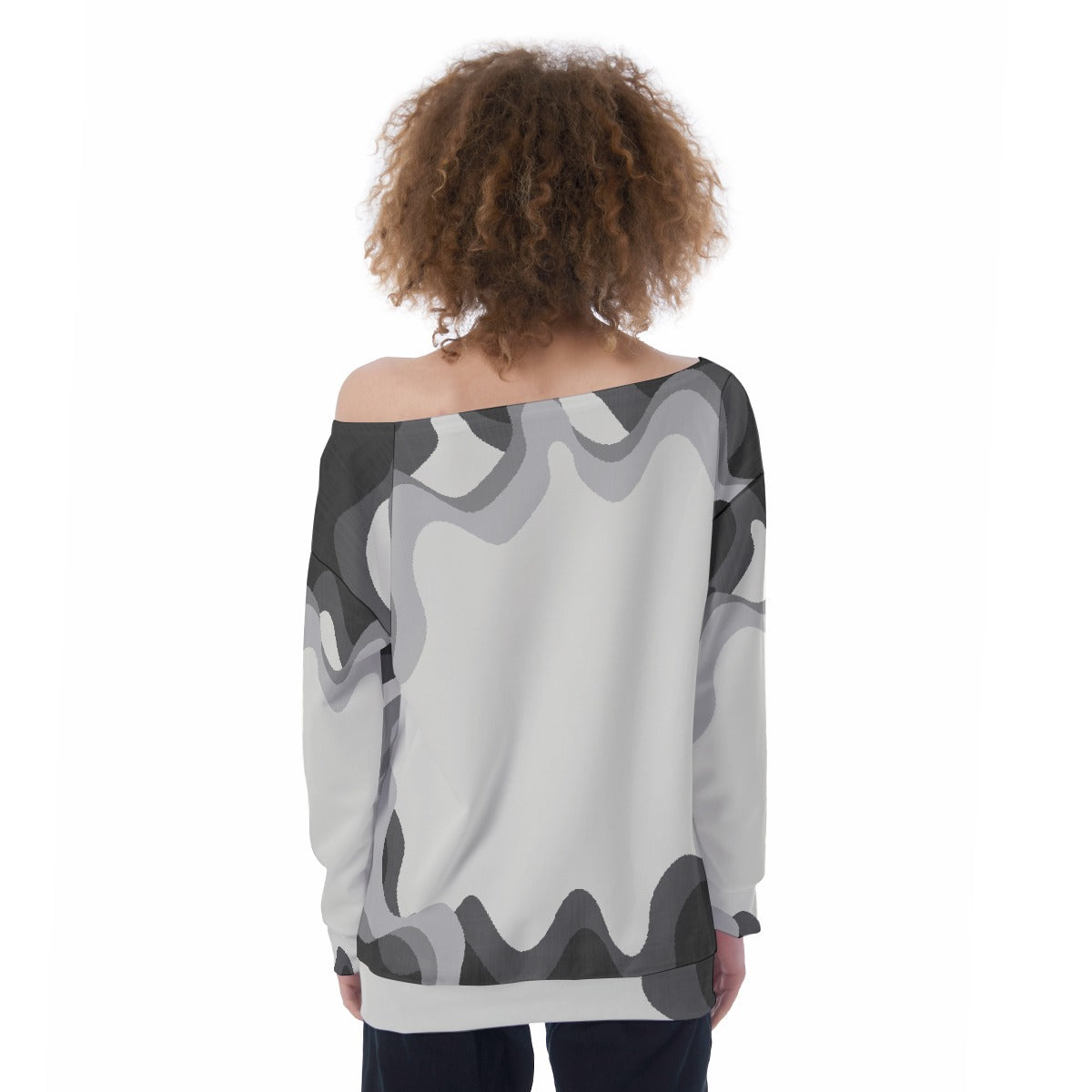 All-Over Print Oversized Women's Off-Shoulder Sweatshirt