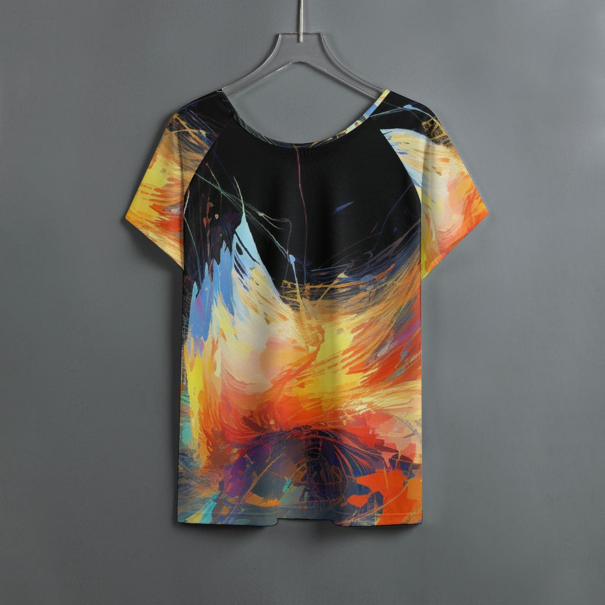 All-Over Print Women's Round Neck T-shirt With Raglan Sleeve