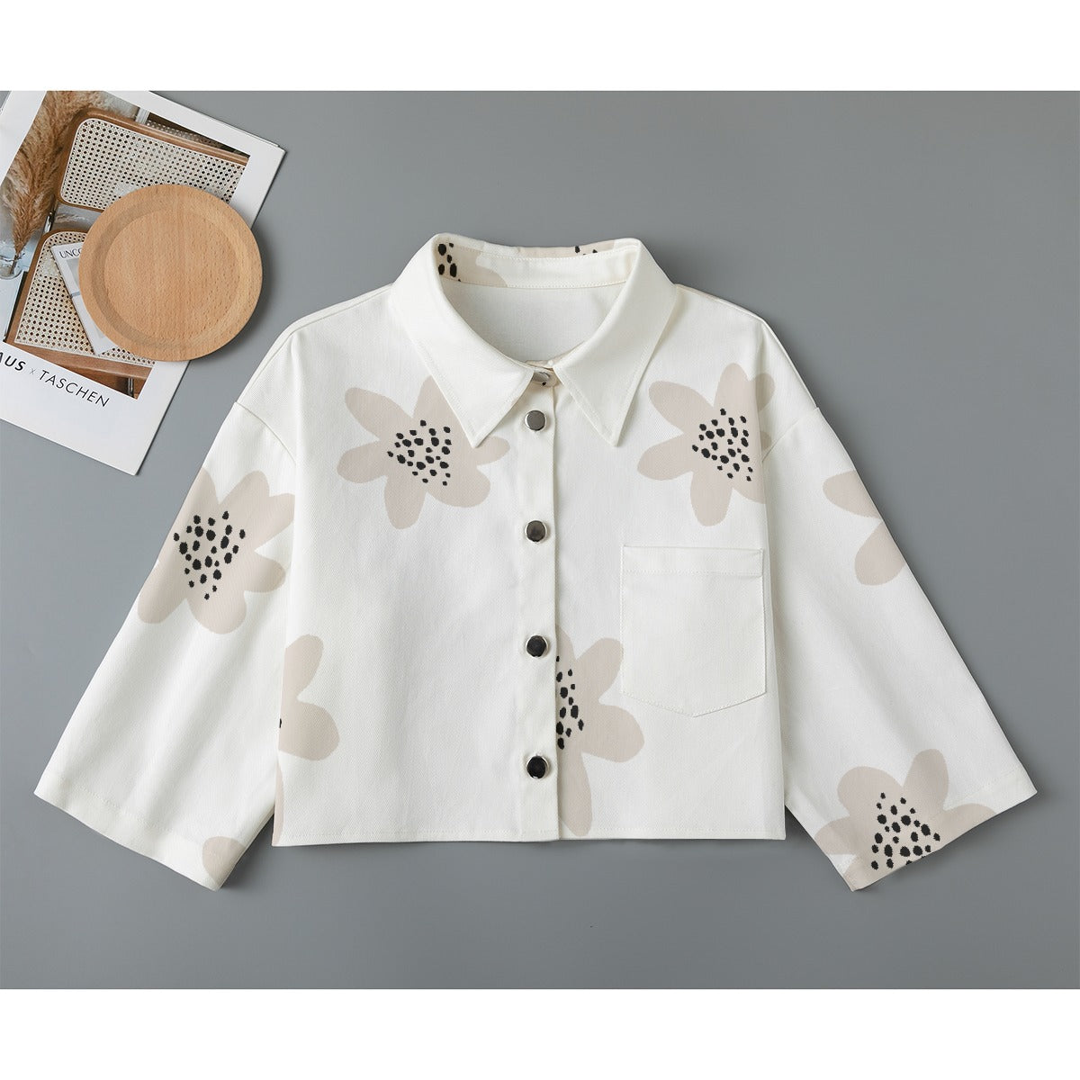 All-Over Print Women's Cropped Jacket | 245GSM Cotton